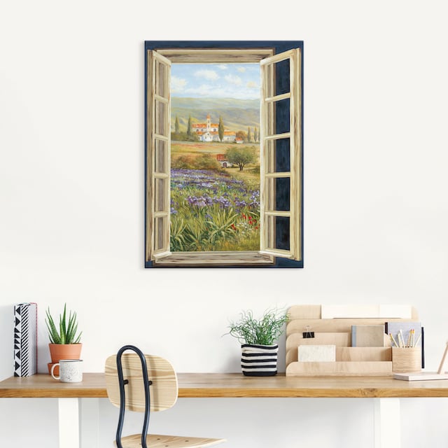 Black Friday Artland Wandbild »Provence Fensterblick«, Bilder von Europa, (1  St.), als Leinwandbild, Wandaufkleber oder Poster in versch. Größen | BAUR