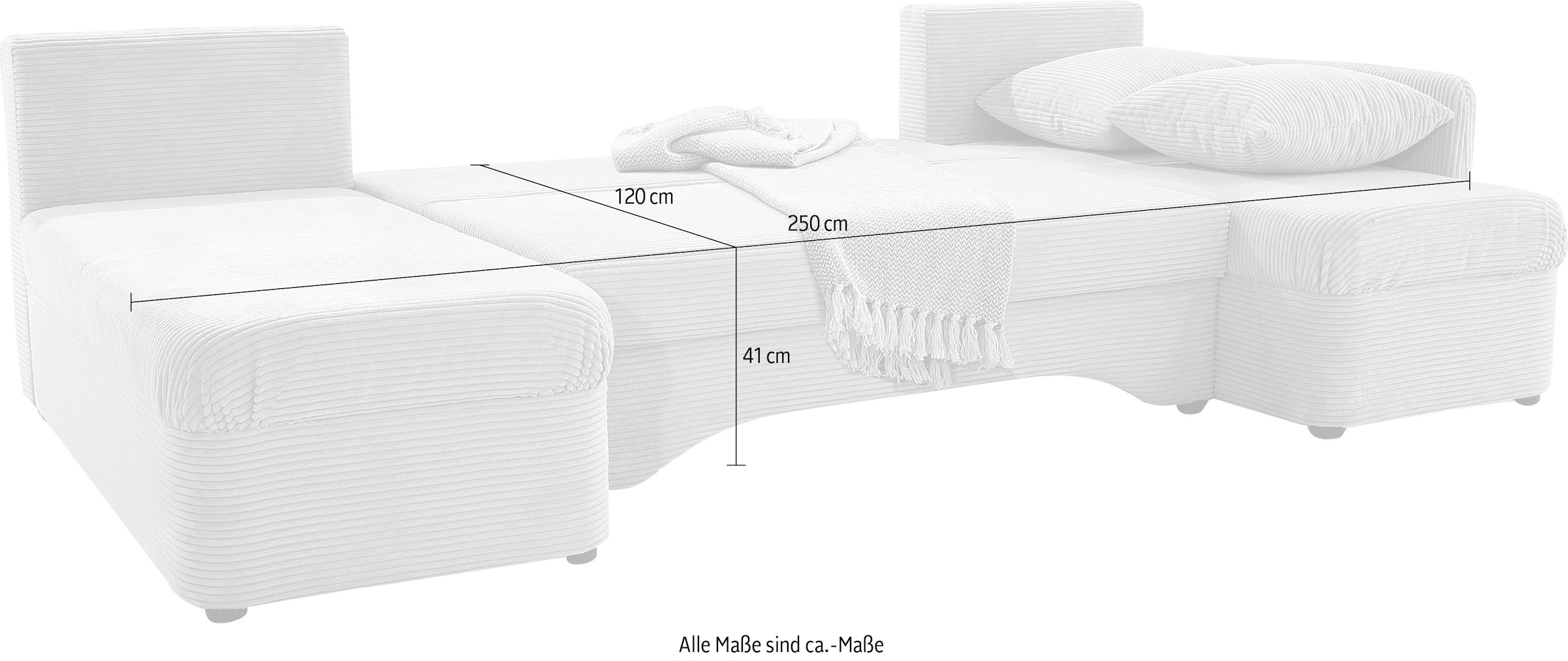 Jockenhöfer Gruppe Wohnlandschaft »U-Form, B: 260 cm« mit Bettfunktion & Bettkasten