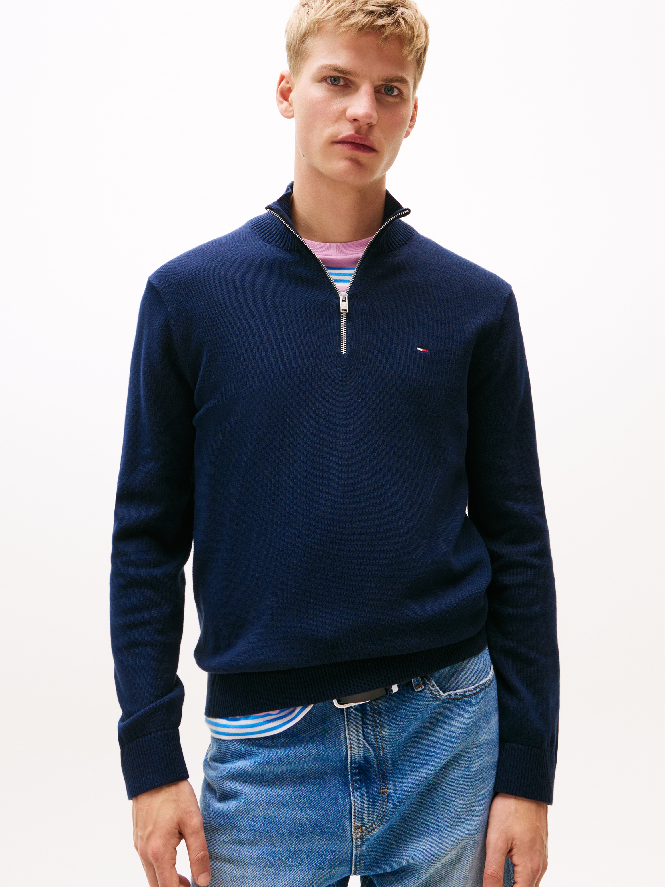 Tommy Jeans Strickpullover "TJM SLM ESS LIGHT ¼ ZIP SWTR EXT" Mit Rundhalsa günstig online kaufen