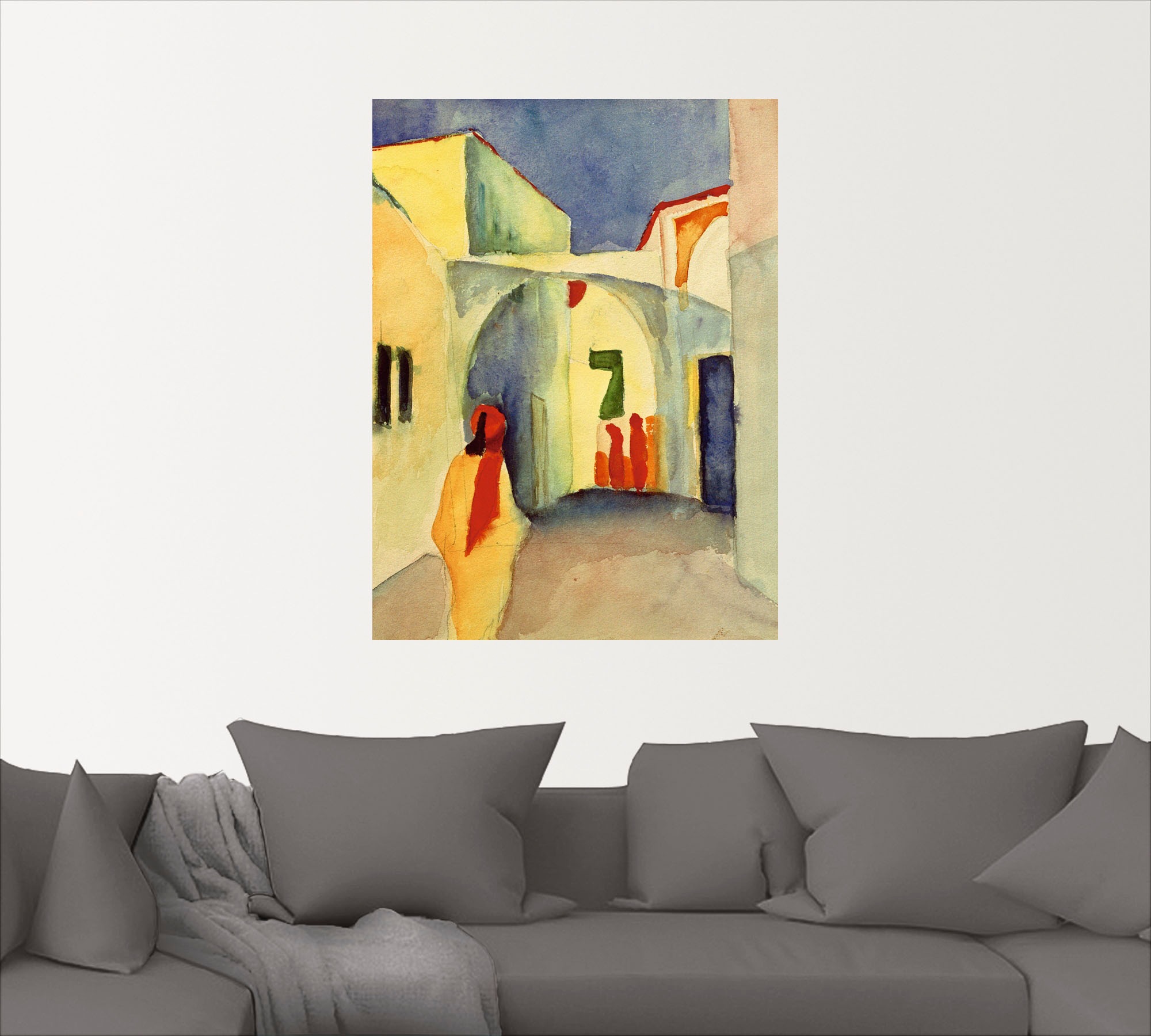 Artland Wandbild »Blick in eine Gasse in Tunis«, Gebäude, (1 St.), als Leinwandbild, Wandaufkleber oder Poster in versch. Größen