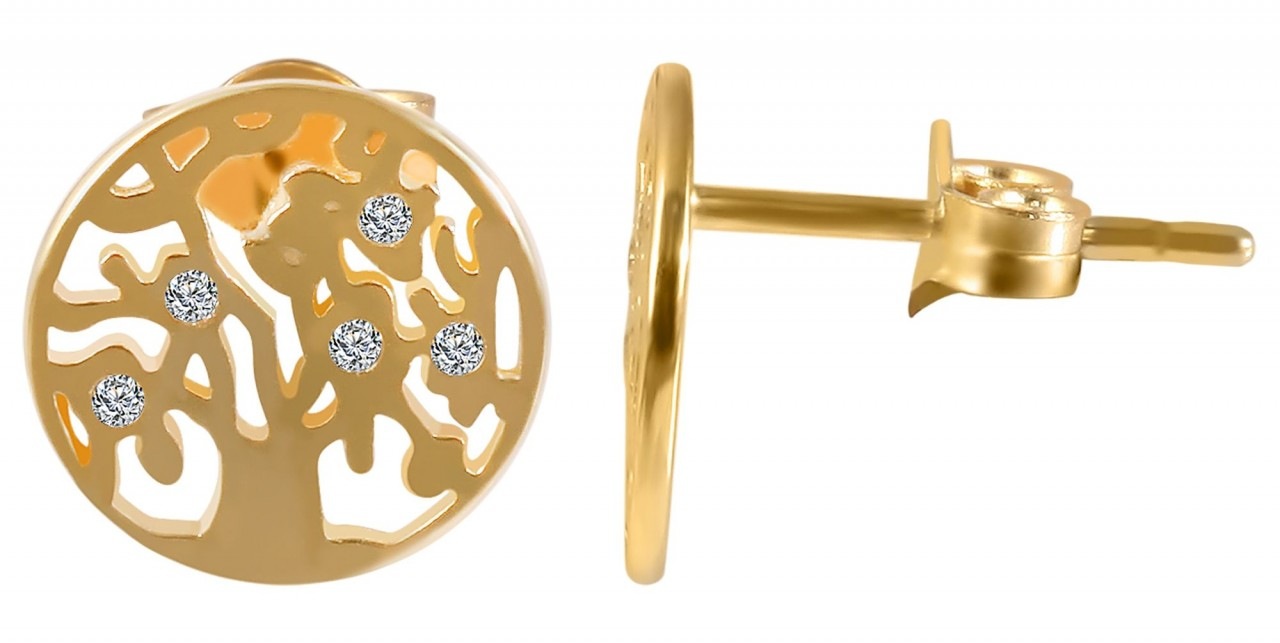 Paar Ohrhänger ADELIA´S "Damen Ohrstecker aus Gold 333 - Gold 375 und Zirkonia Ø 10 mm", gold, Ohrringe, Damen, Damen, Gelbgold 375 Gold, Gelbgold 375, Gold