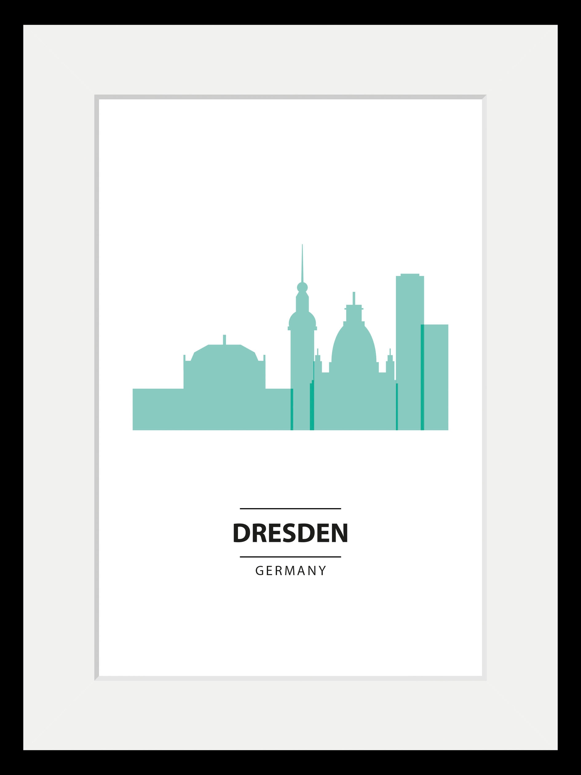 queence Bild »Dresden Color Splash«, Städte-Stadt-Deutschland-Gebäude-Dresden, (1 St.), HD Premium Poster-Druck inkl. Holzrahmen