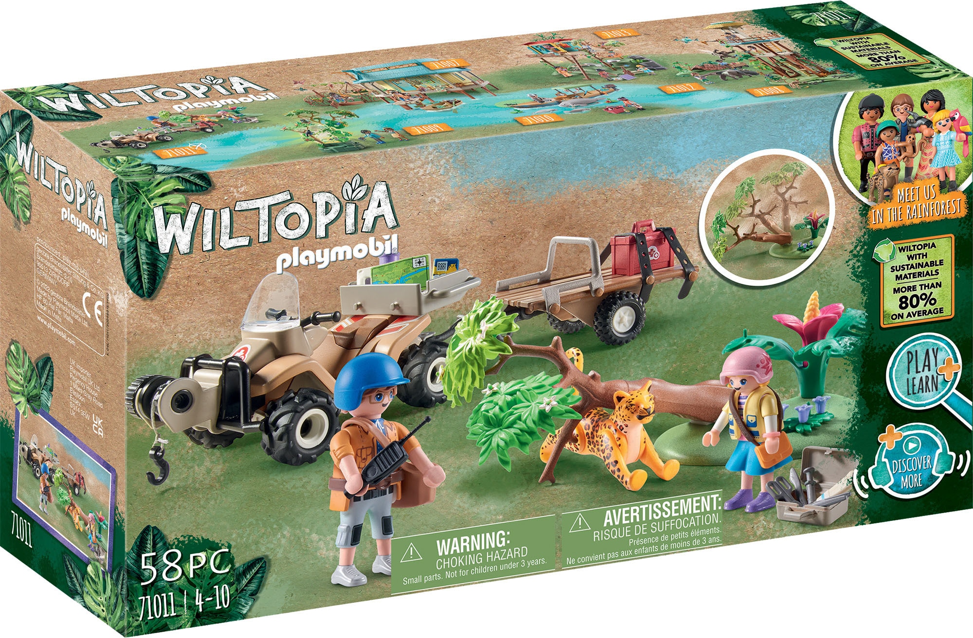 Konstruktions-Spielset »Wiltopia - Tierrettungs-Quad (71011), Wiltopia«, (58 St.),...