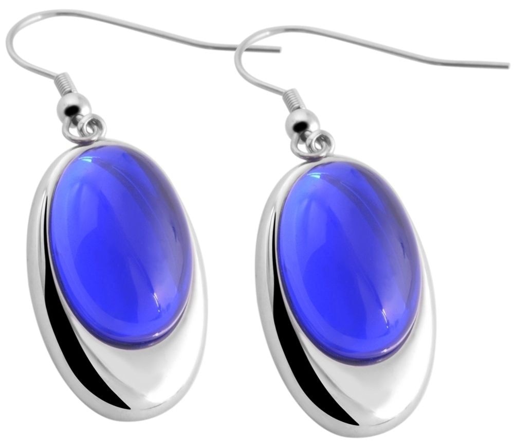 Schmuckset Mit Blauen Diamant-Ohrringen & Halskette + Beutel - Hypoallergen, Aus Kupfer, Für Damen