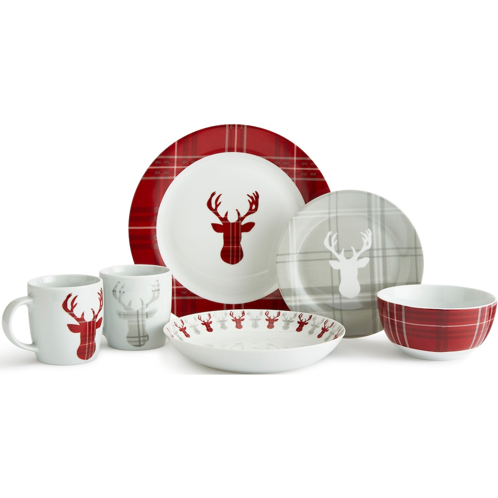 Retsch Arzberg Kombiservice »Geschirr-Set, Service HIGHLAND STAG, Winter, Advent, Weihnachten«, (Set, 30 tlg.)