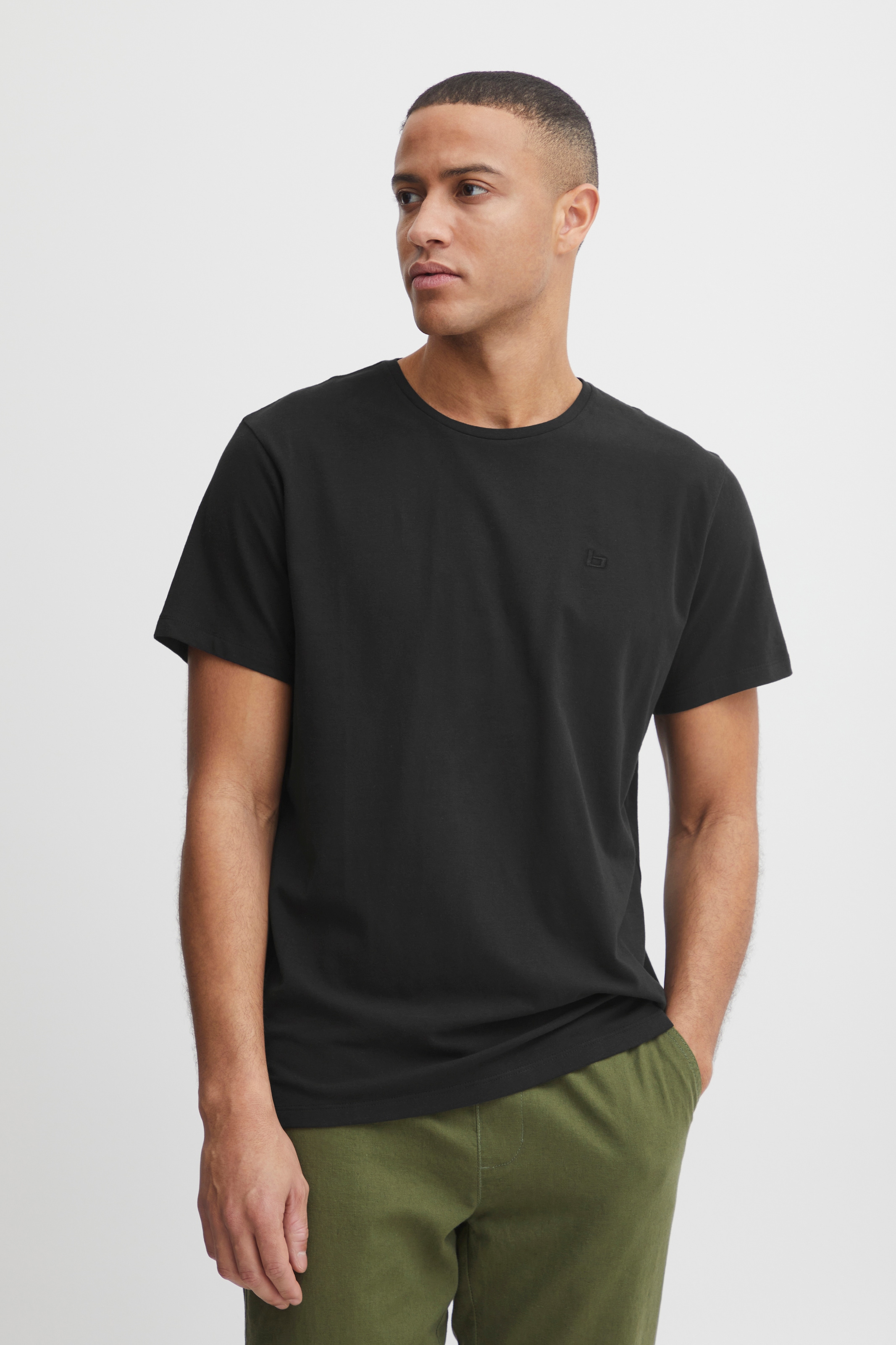 Blend Rundhalsshirt "BHDinton tee crew" mit Markenlabel, aus Baumwollmischung, Regular Fit, in Single Jersey