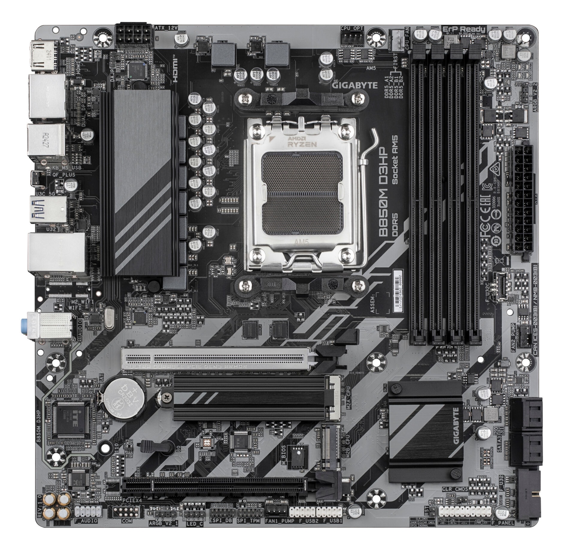 Gigabyte Mainboard »B850M D3HP Motherboard - AMD Ryzen 9000 Series CPUs, 5+2+2 Phasen Digi«