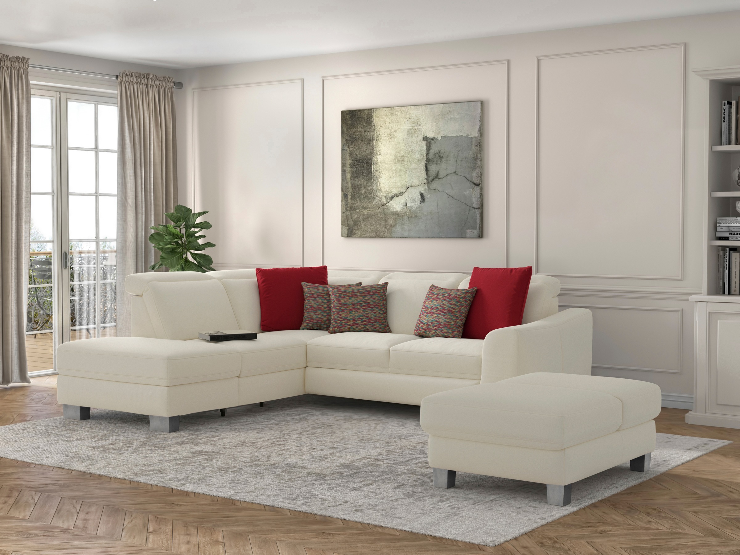 sit&more Ecksofa »Dundee L-Form«, mit Federkern und Edelstahlfüßen, wahlweise mit Kopfteilverstellung