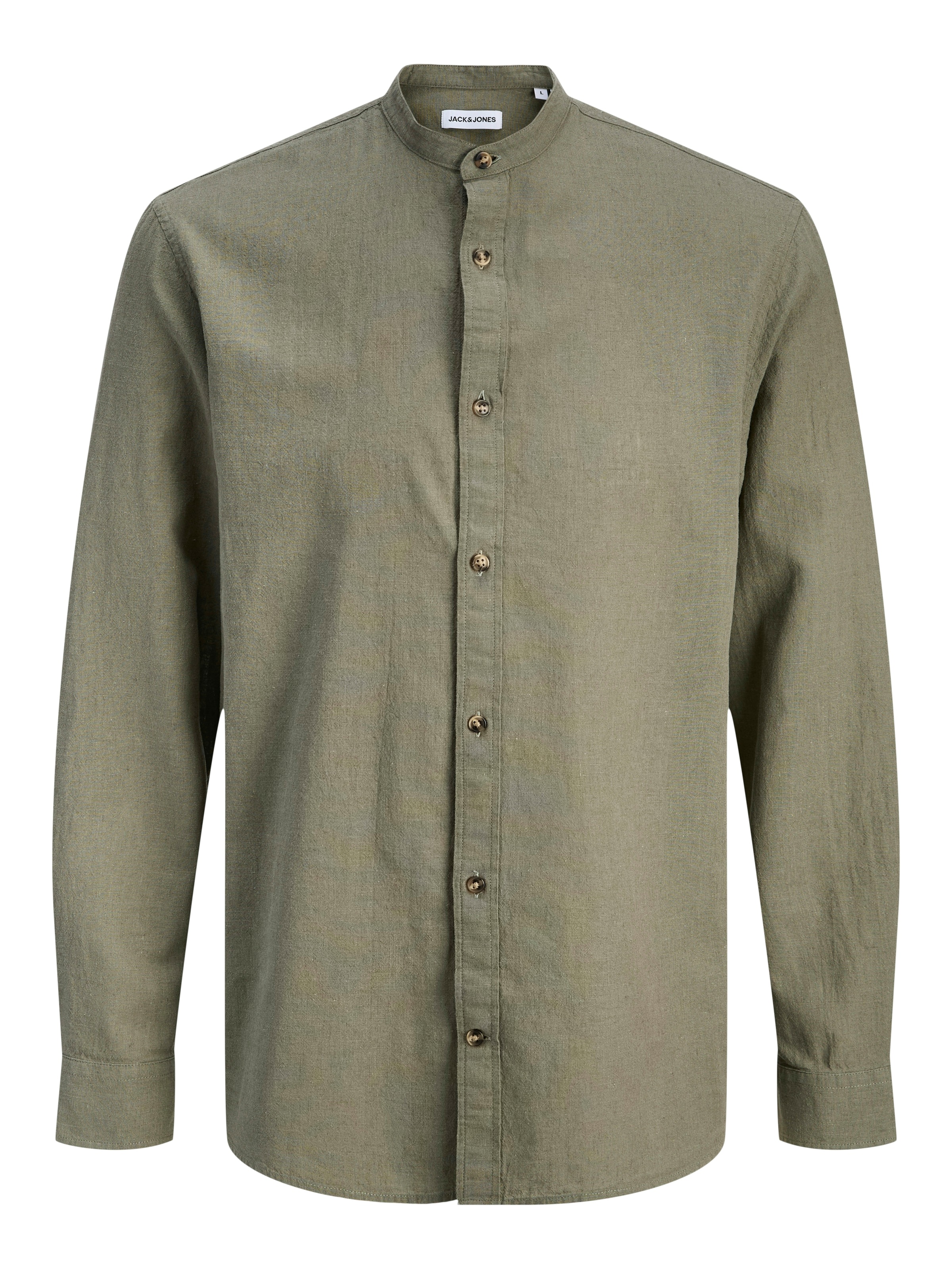 Jack & Jones Langarmhemd »JJESUMMER LINEN BLEND BAND SHIRT L/S SN« Baumwollmischung, regular fit
