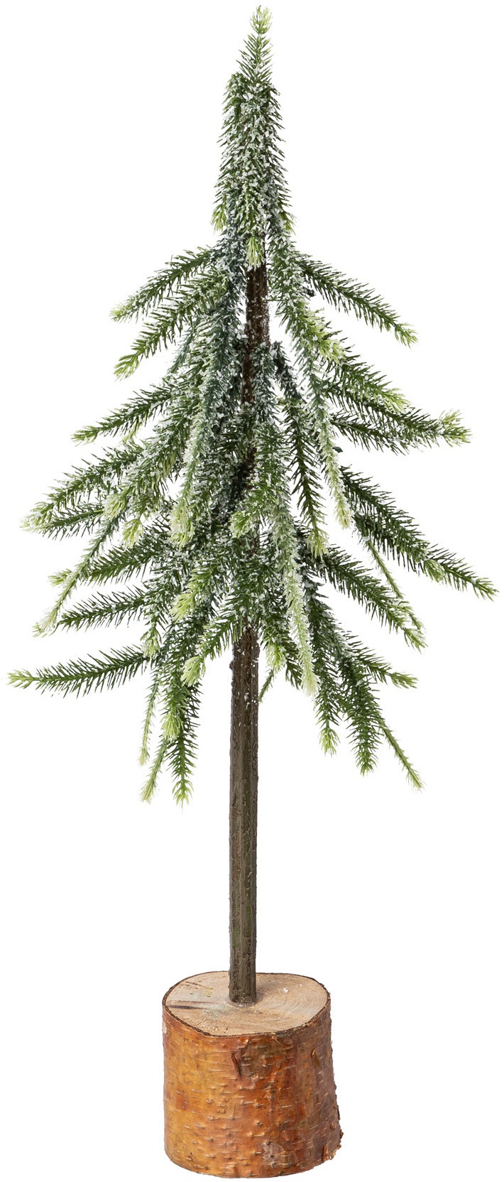 Creativ green Dekobaum "Janosch, Weihnachtsdeko" Fichtenstamm mit beschneiten Zweigen auf Holzsockel