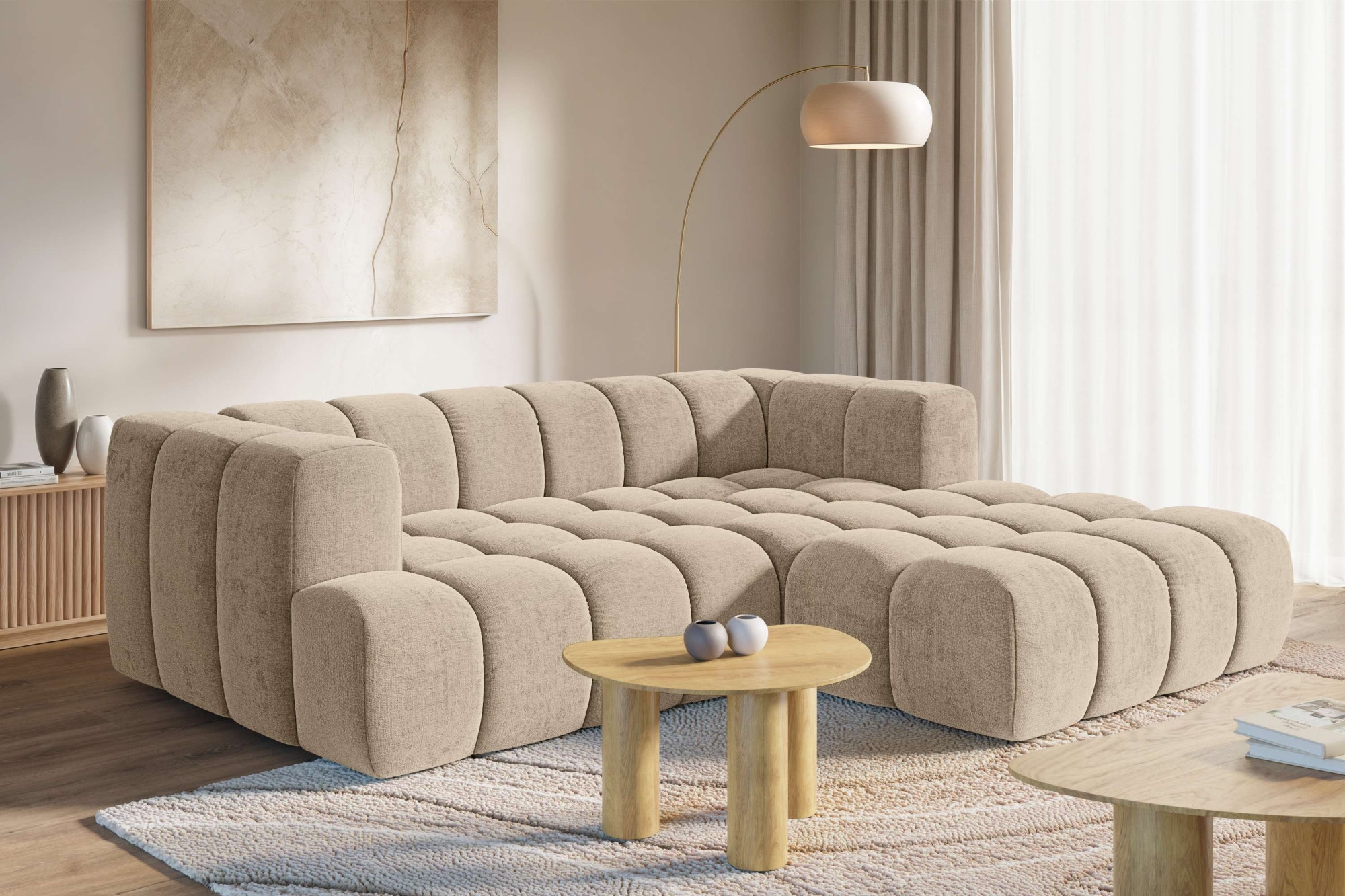 homsy by Ana Johnson Ecksofa ""XL" BOUBELLE L-Form extra tief, Design: Bubble-Optik, Breite 247cm" hoher Sitzkomfort dank Wellenunterfederung, XL Sitztiefe 100 cm