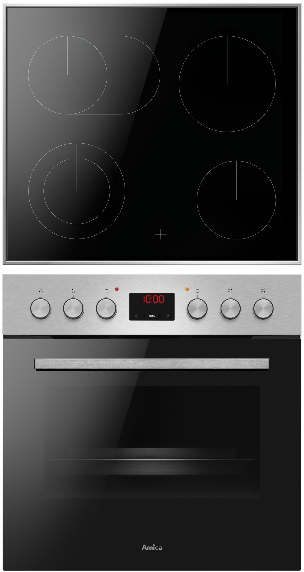 Amica Elektro-Herd-Set »ACHE 9335 E« mit Teleskopauszug nachrüstbar Steam Clean Set, Multifunktionsbackofen;Glaskeramik-Kochfeld, 1 Stk. tlg.