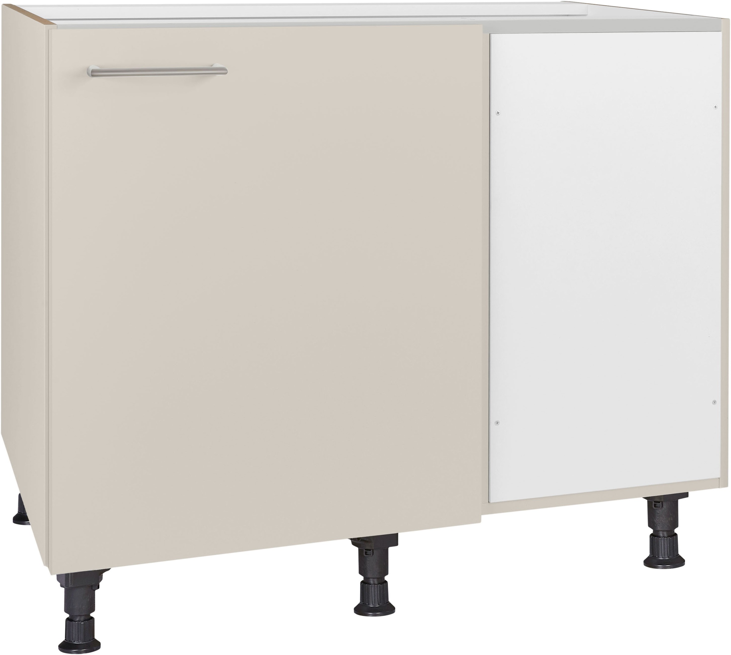 Eckunterschrank NOBILIA, B:100cm H:87cm T:58,3cmfront: sand, korpus: sand, Küche, Schränke, ""Laser", vormontiert", mit höhenverstellbaren