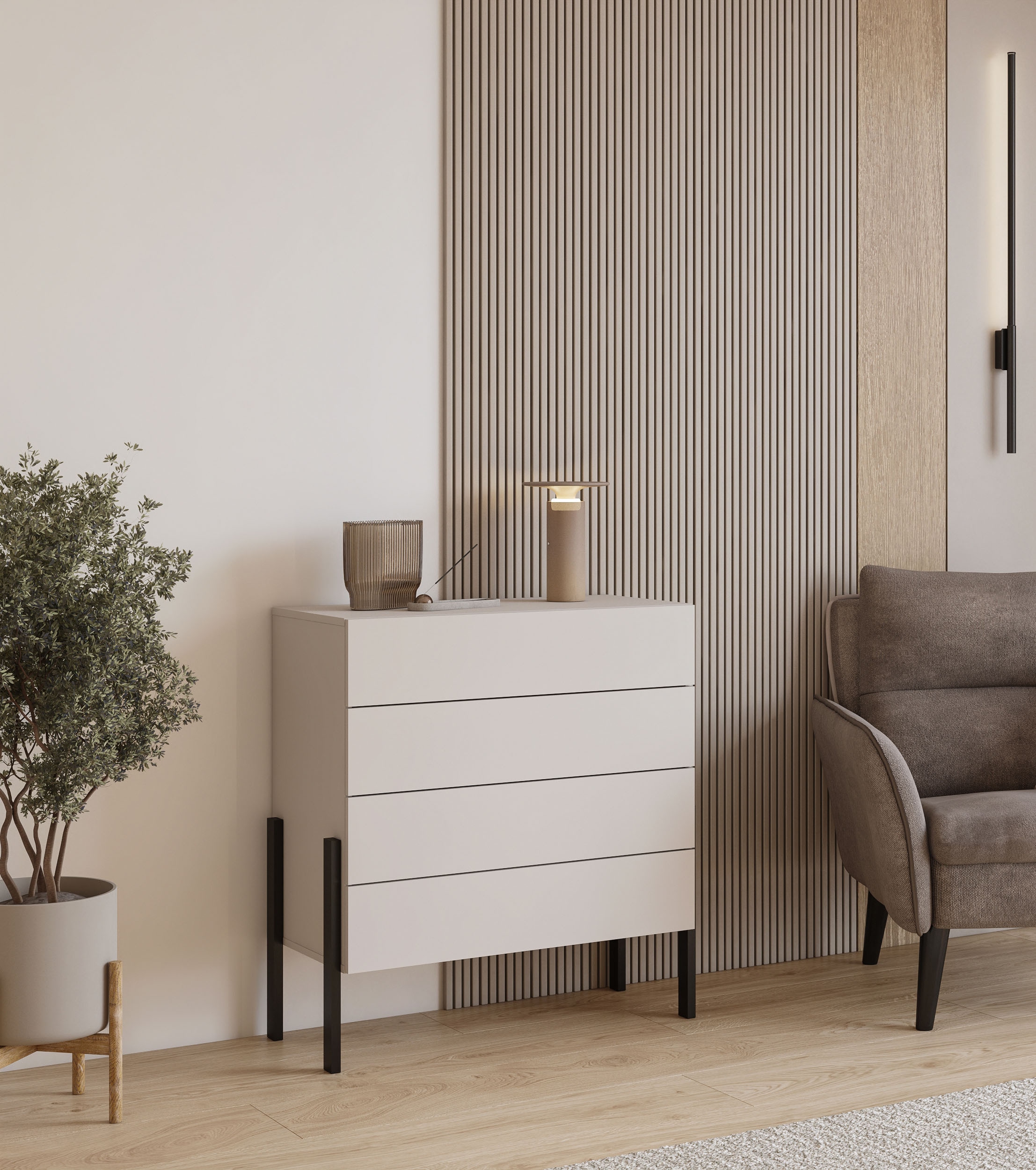 Home affaire Kommode "Jukon, Breite 84 cm, moderne grifflose Kommode", Schu günstig online kaufen