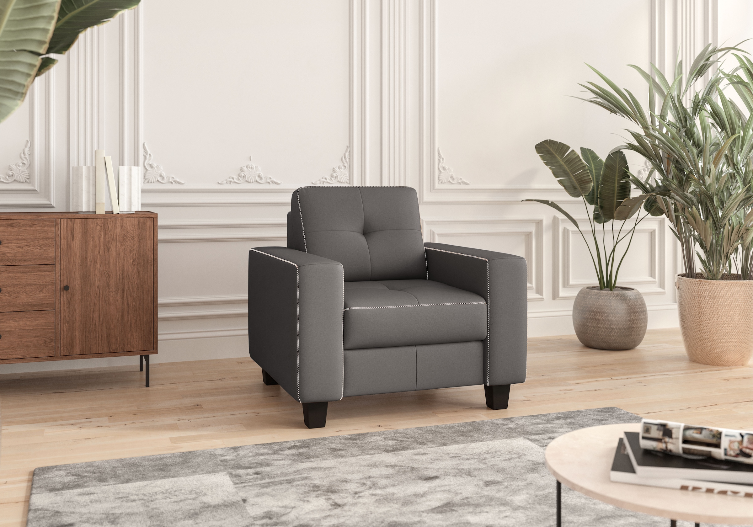 PLACES OF STYLE Sessel "Varese" Kreuznaht in beige günstig online kaufen