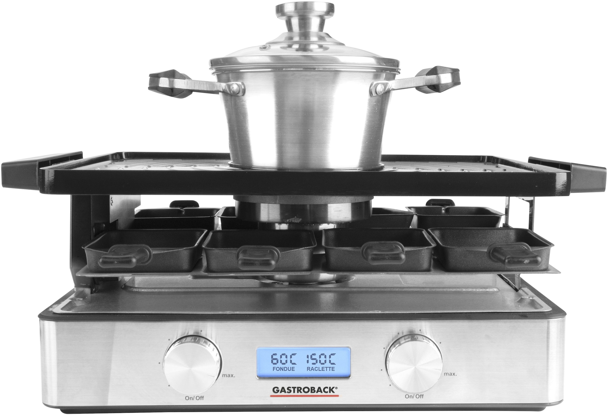 Gastroback Raclette und Fondue-Set »42562 Plus«, 2200 per St. Rechnung 9 W BAUR Advanced Raclettepfännchen, | Design