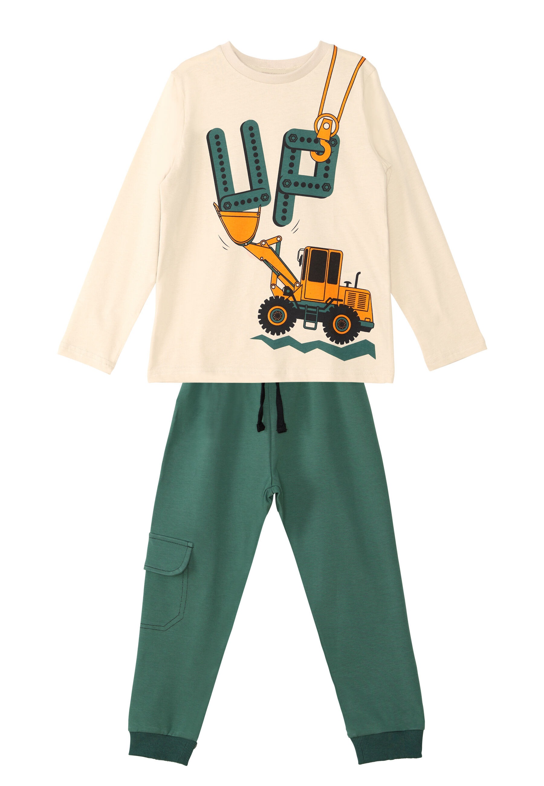 Denokids Hausanzug »Up Dozer«, (2 tlg.), mit elastischem Bund und Seitentaschen