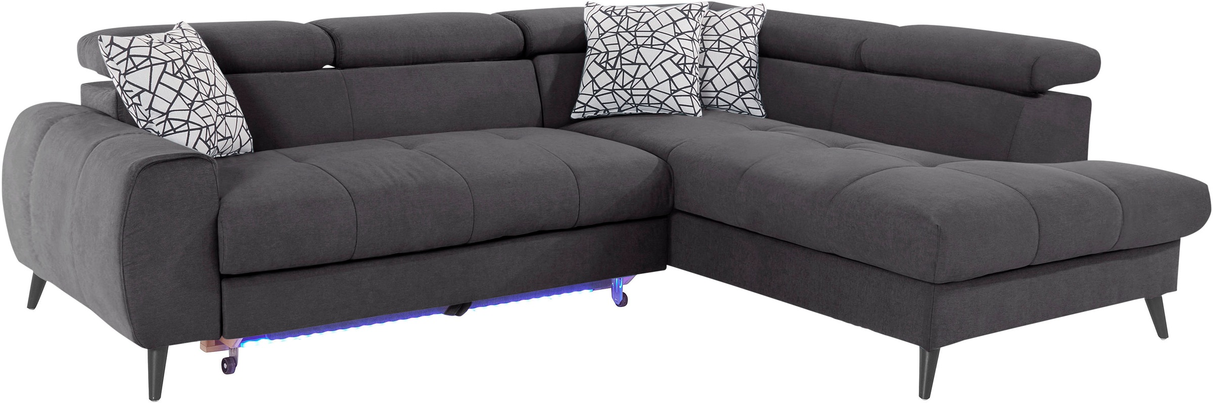 Thumbnail - COTTA Ecksofa "Mia L-Form mit 3 Zierkissen", wahlweise mit Bettfunktion, Bettkasten, Beleuchtung & Wireless-Charger