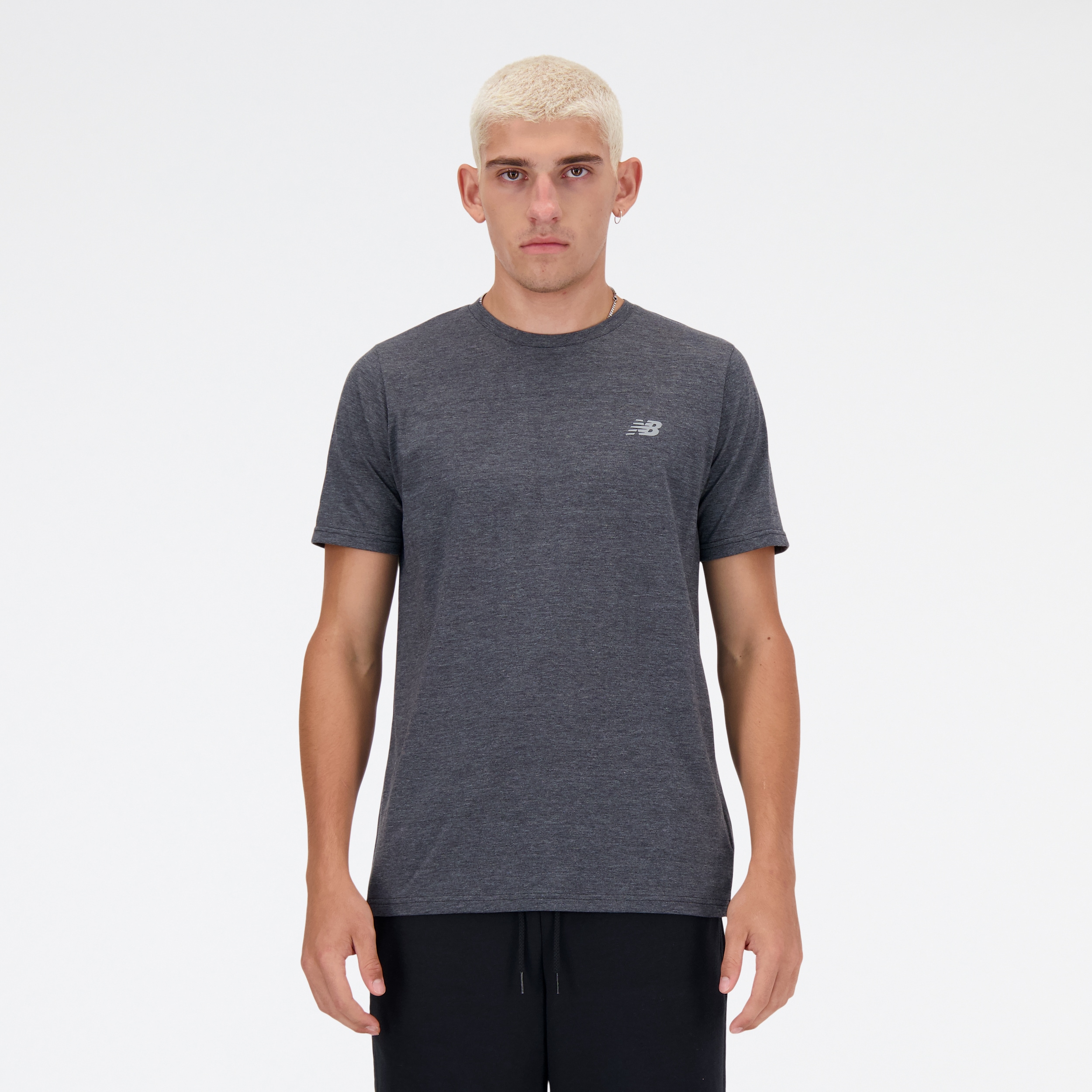 New Balance T-Shirt "Sport Essentials Heathertech T-Shirt" sportliches T-Shirt, für Laufaktivitäten, aus Polyester und Baumwolle