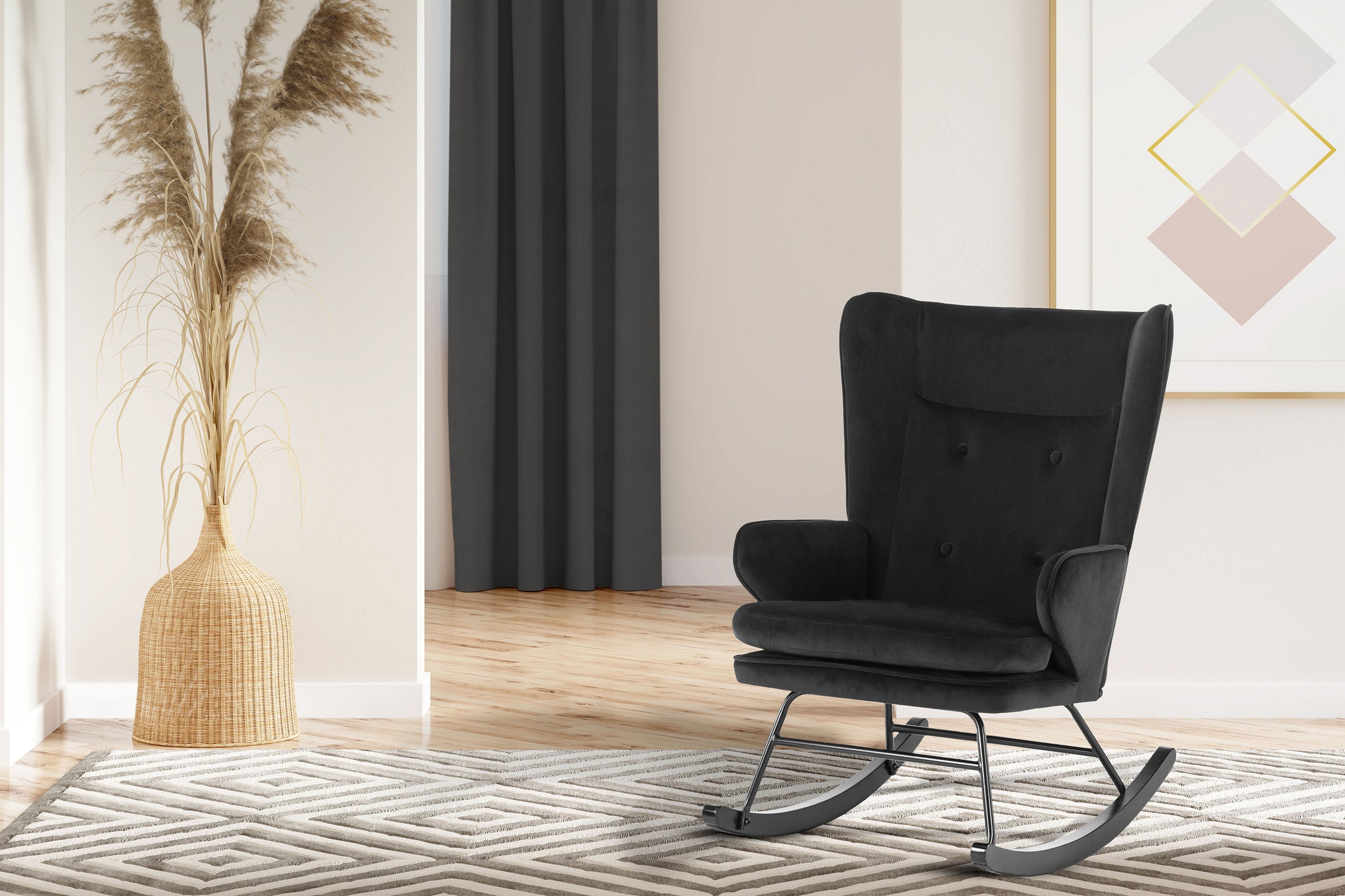 Kayoom Schaukelstuhl "Melorie 125, Metallgestell mit Kufen aus Holz" () 1 S günstig online kaufen