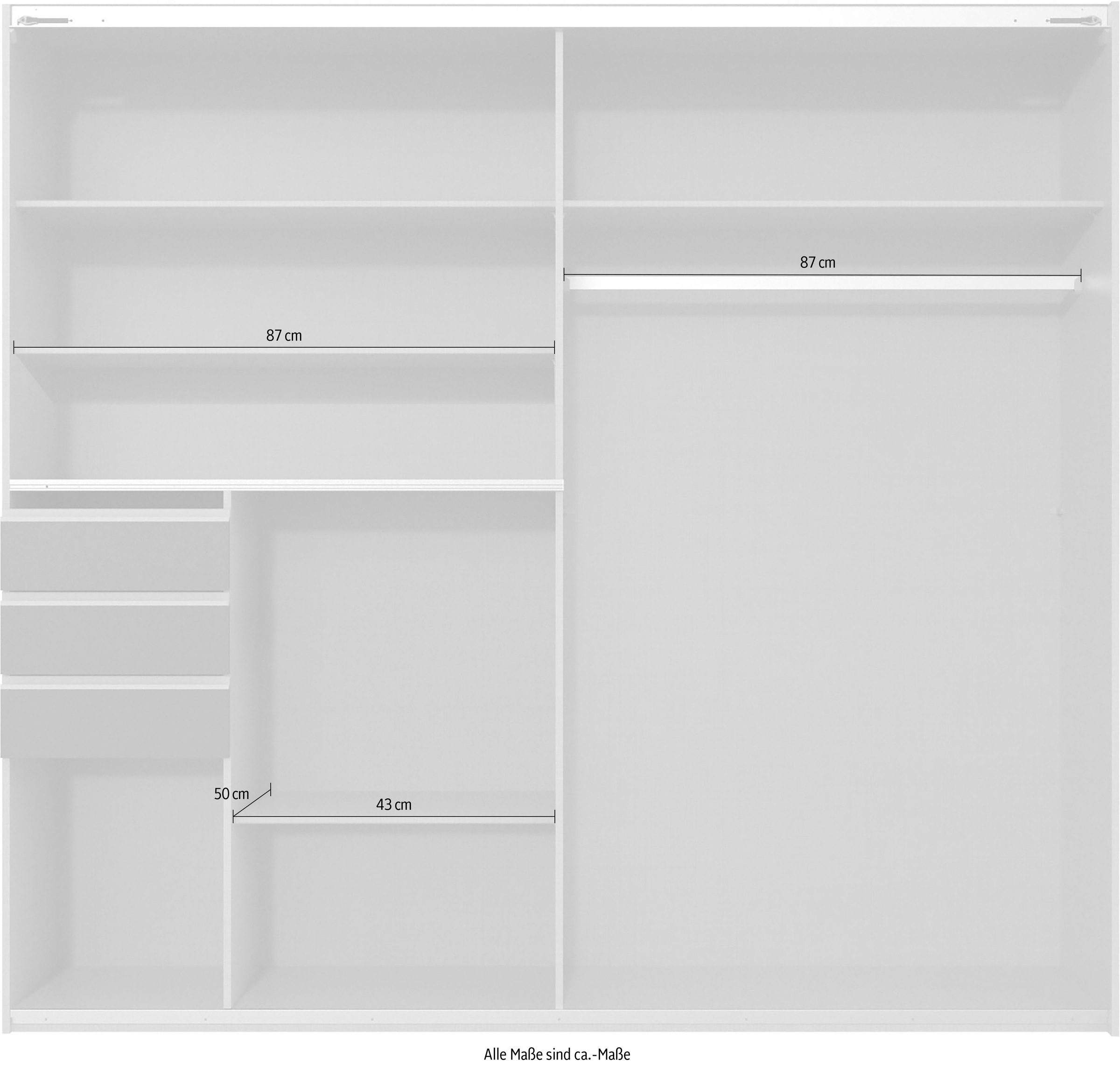 Wimex Schwebetürenschrank »Bremen in der Breite 180cm, wahlweise mit Spiegel«, mit moderner Multiplex Optik, inkl. Schubladen