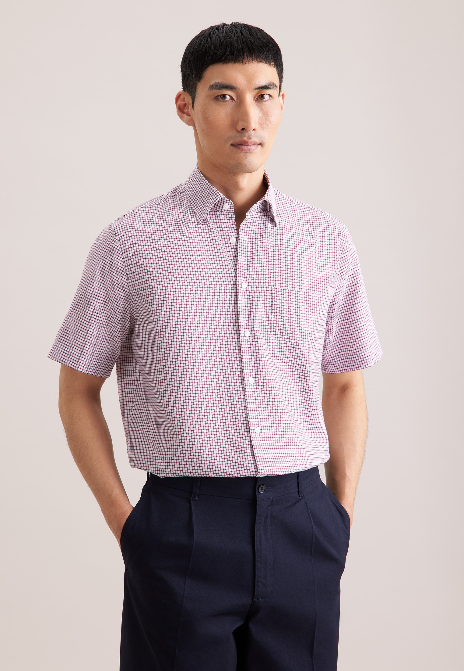 seidensticker "Schwarze Rose" Regular 1/2 Covered-Button-Down-Kragen Karo