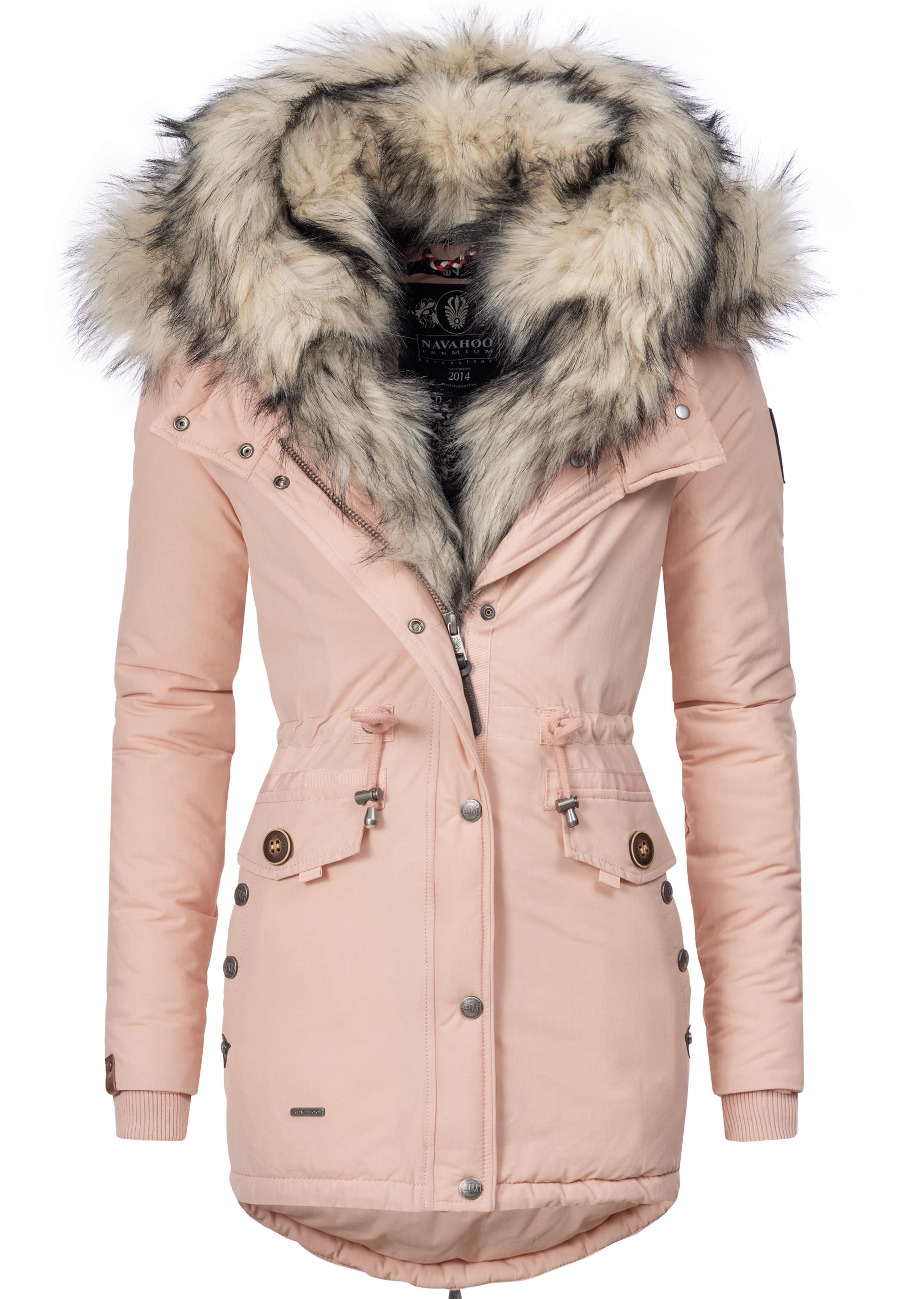 Navahoo Wintermantel "Sweety", abgefahrener Winterparka m. 2 Kunstpelz-Kapuzen