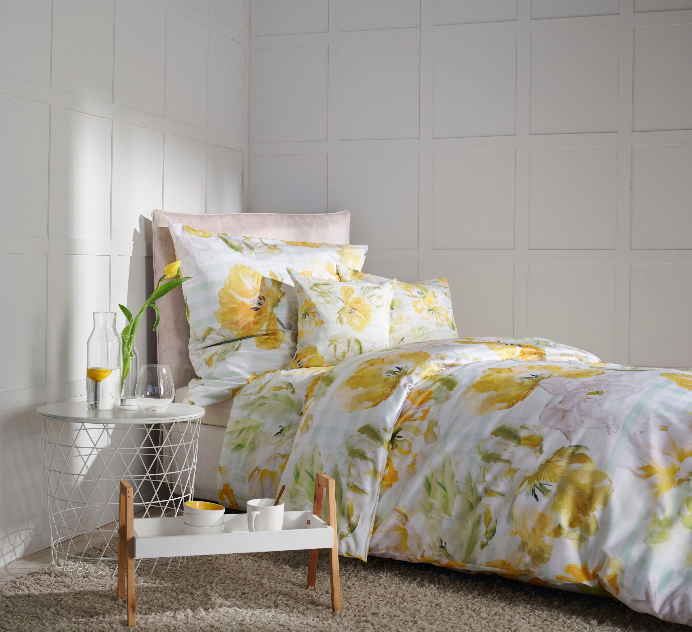 APELT Bettwäsche "Nelly" 2 Stk. elegante Papageientulpe und modernes Aquare günstig online kaufen