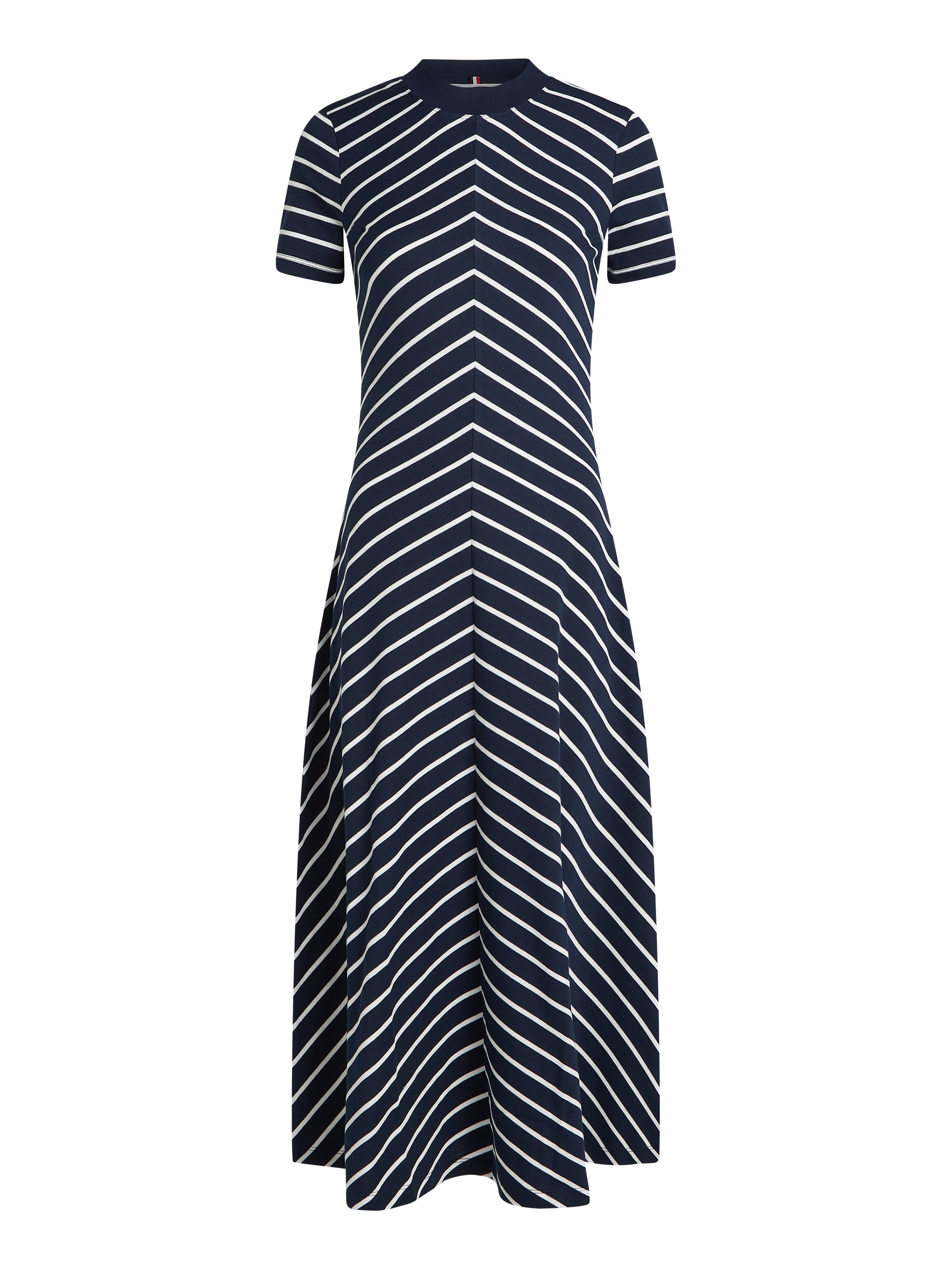 Tommy Hilfiger Midikleid »MODERN F&F MIDI DRESS«, mit Logostickerei, mit Teilungsnähten