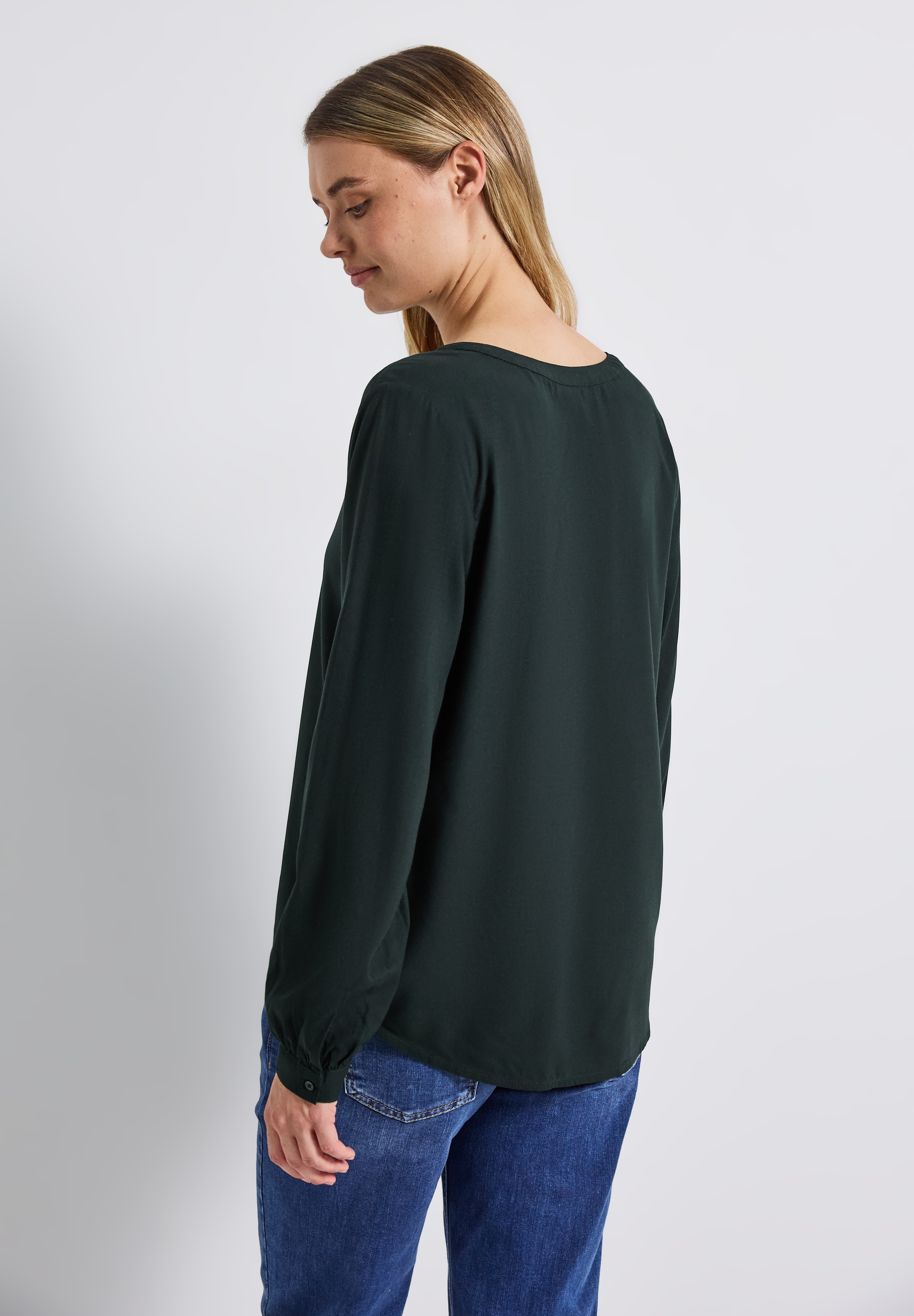 Thumbnail - STREET ONE Langarmbluse Sommerbluse, Tunika mit Split Neck und aus Viskose