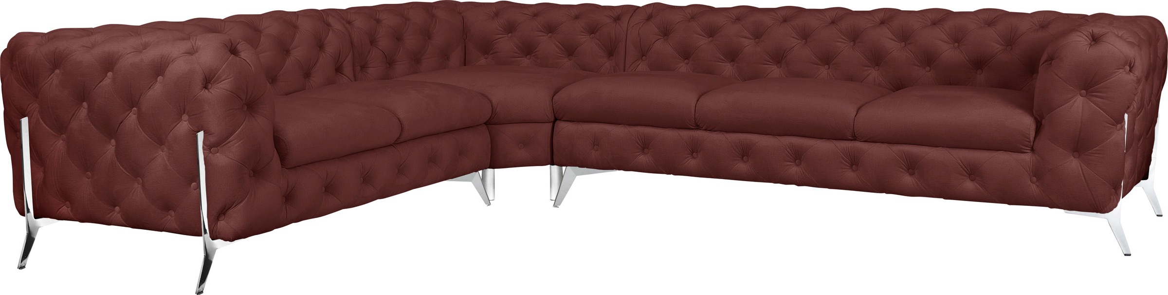 Thumbnail - Leonique Chesterfield-Sofa "Amaury L-Form", großes Ecksofa, Chesterfield-Optik, Breite 323 cm, Fußfarbe wählbar
