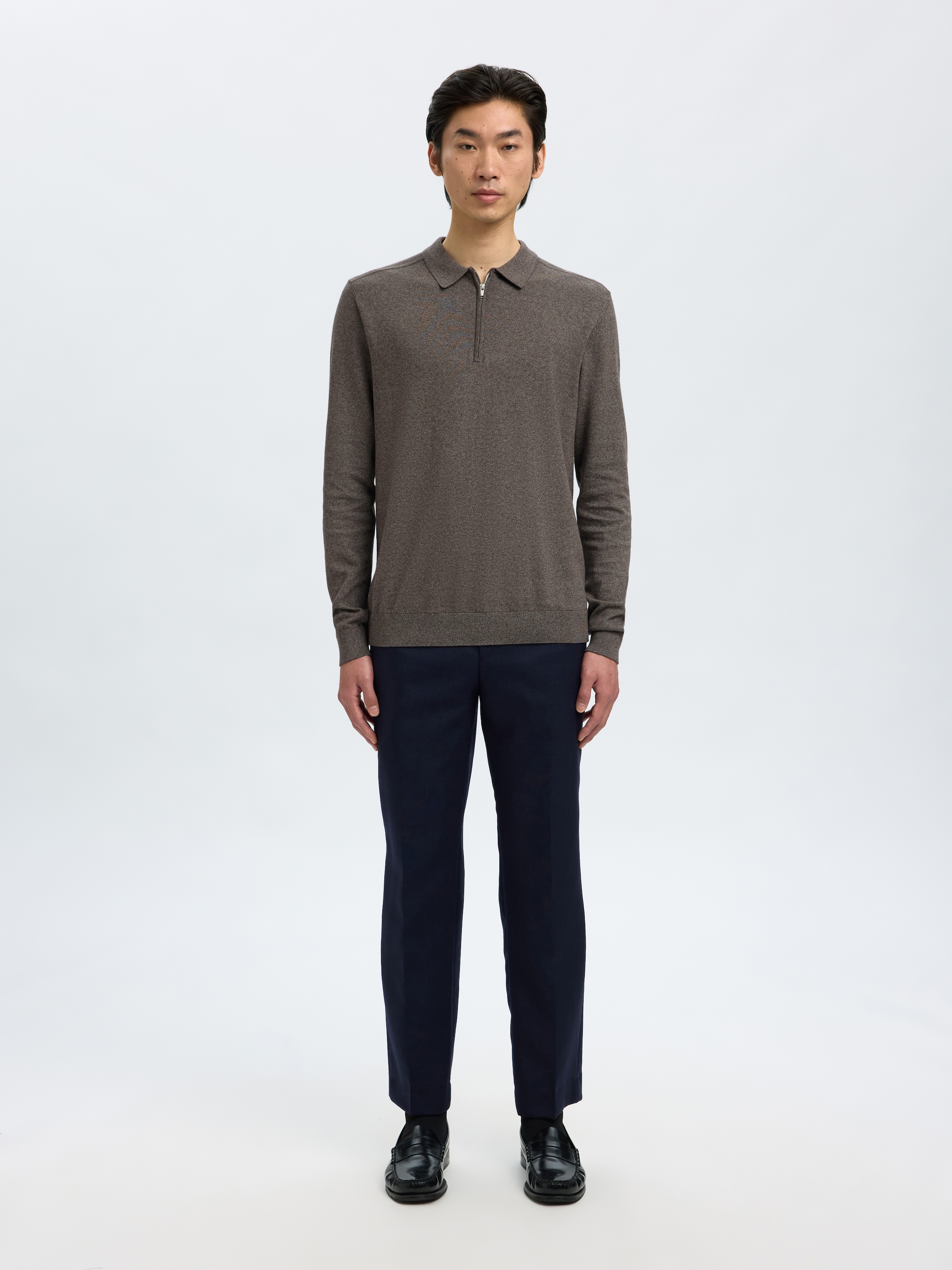 SELECTED HOMME Polokragenpullover »SLHBERG LS HALF ZIP POLO NOOS«