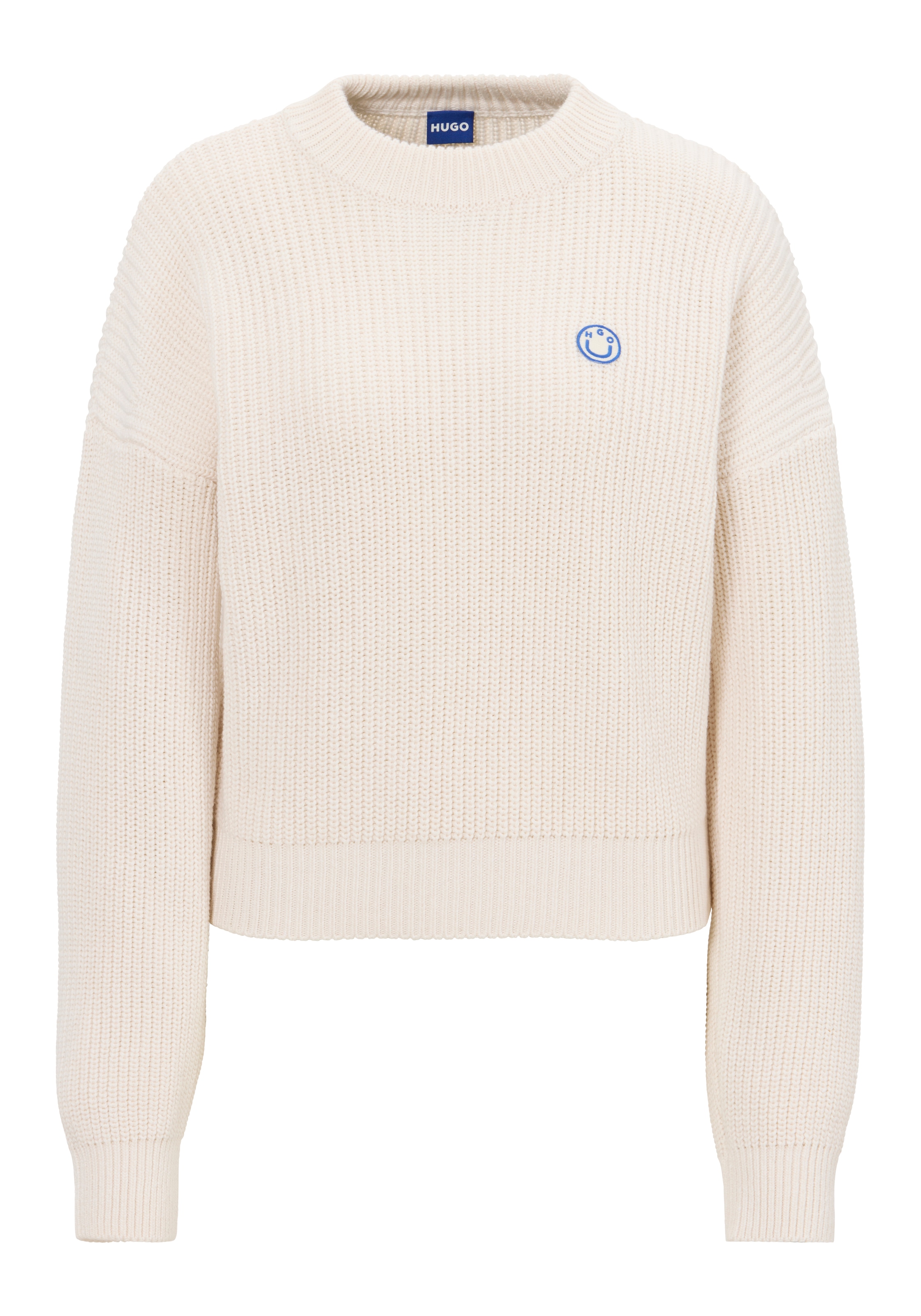 HUGO Blue Strickpullover "Slogery B", mit "Happy Hugo" Badge günstig online kaufen