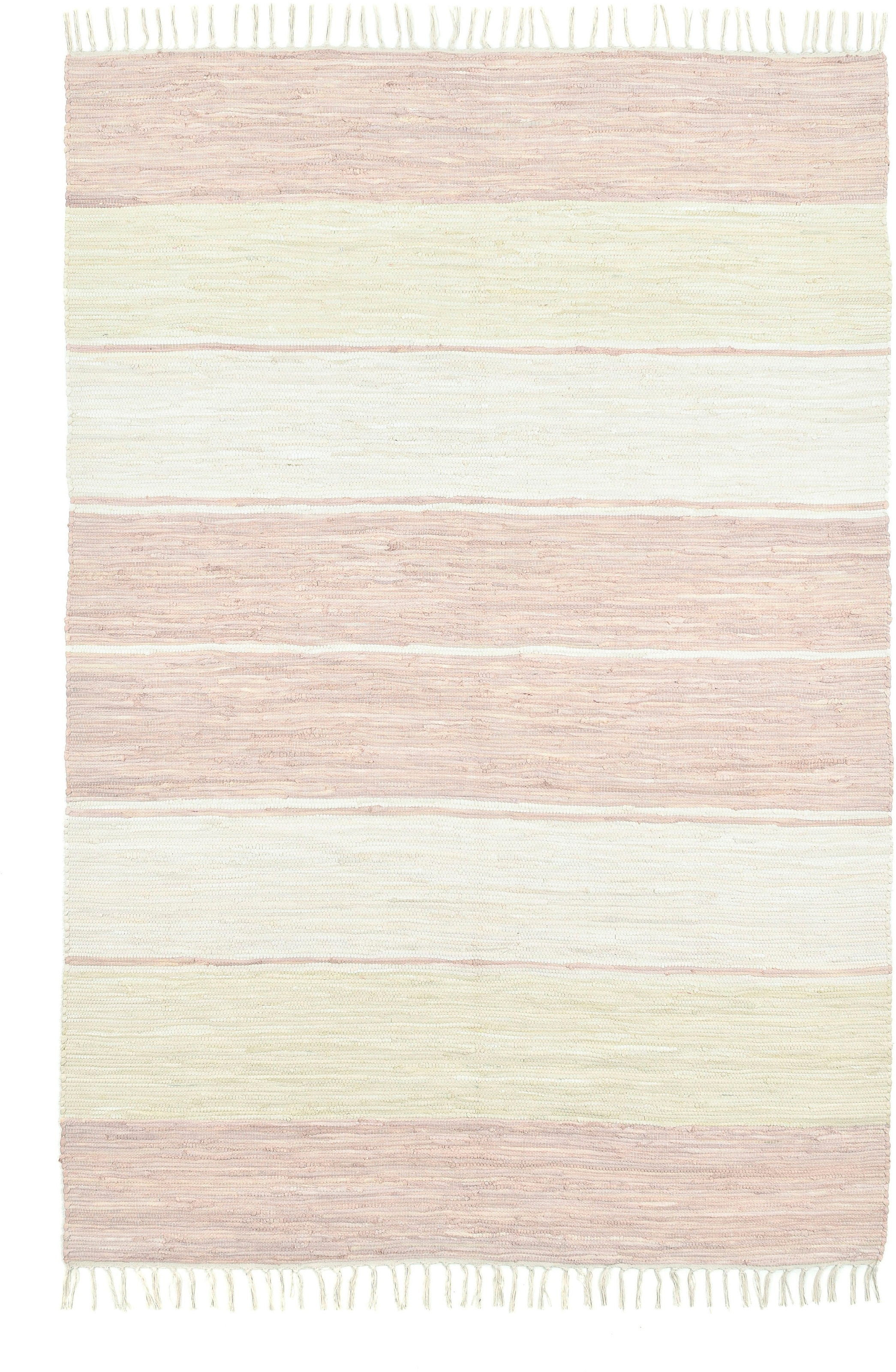 THEKO Teppich »Stripe Cotton«, rechteckig, Flachgewebe, gestreift, reine Baumwolle, handgewebt, mit Fransen