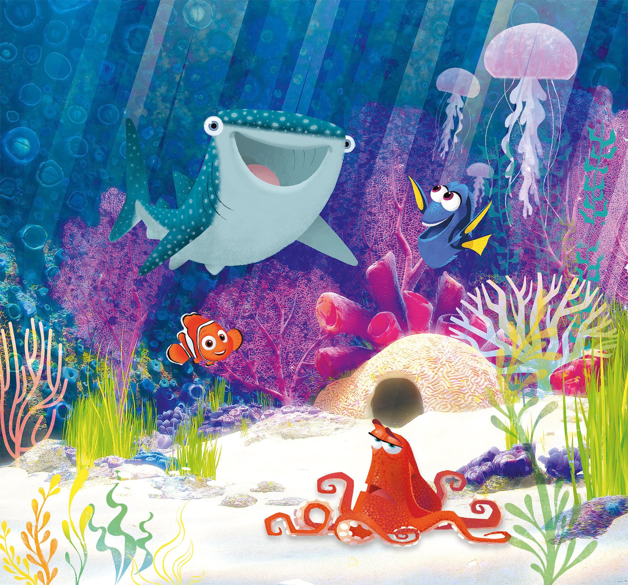 Komar Vliestapete "Digitaldruck Vlies - Dory Aqua Party - Größe 300 x 280 cm" bedruckt glatt Kinderzimmer