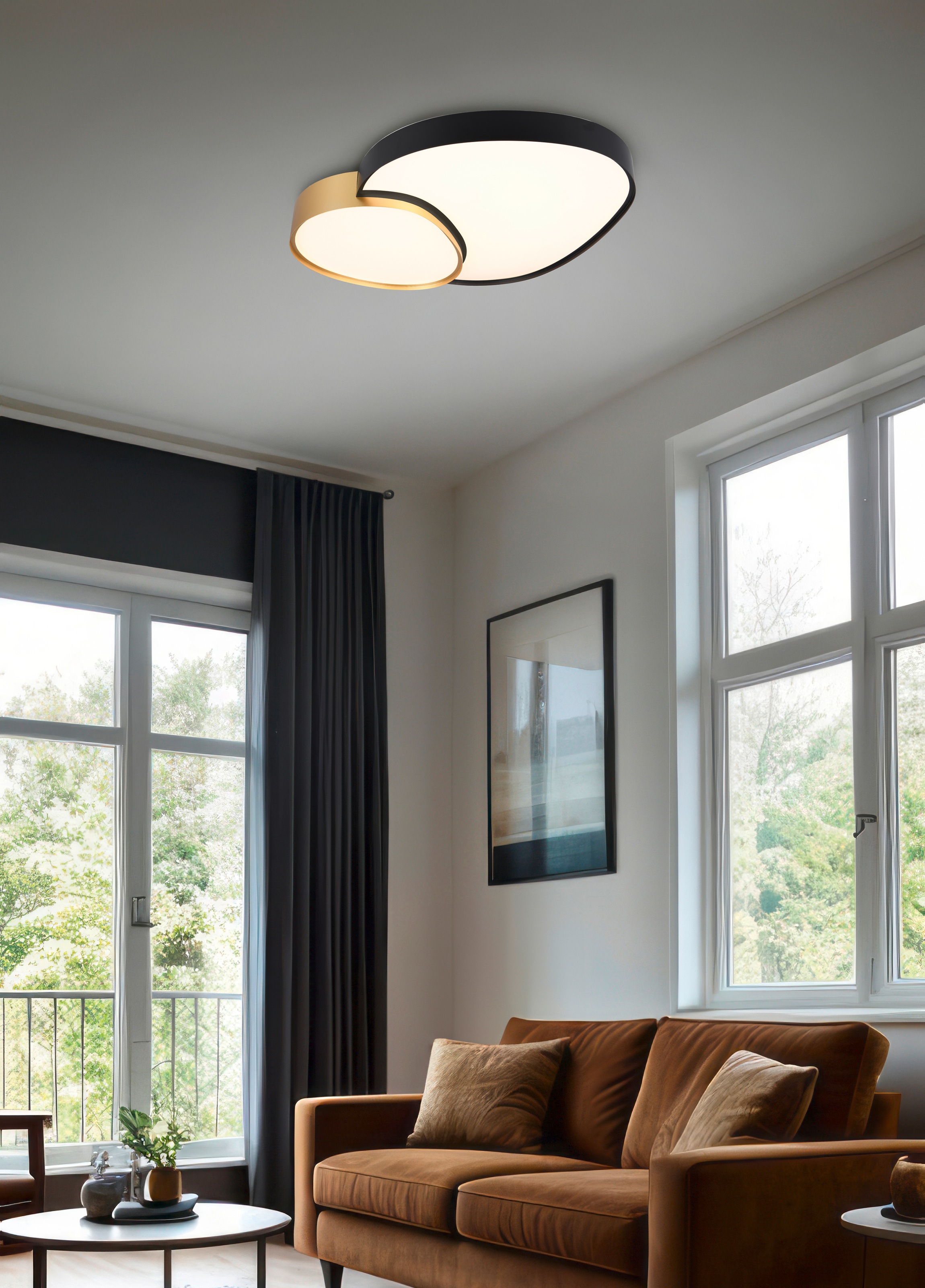 TRIO Leuchten LED Deckenleuchte »RISE, LED Deckenlampe 45W 5300 Lumen warmweiß bis kaltweiß 2700-6500K«, 1 flammig, Leuchtmittel LED-Board | LED fest integriert, Fernbedienung dimmbar Memoryfunktion Nachtlicht CCT Lichtfarbe wählbar