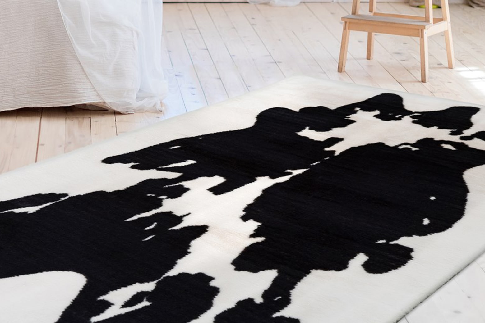 Teppich ARTE ESPINA "Rabbit Animal 500", schwarz-weiß (schwarz, weiß), B:160cm H:30mm L:230cm, Mikropolyester, Teppiche, Teppich, Kuscheliger Hochflorteppich, per Hand getuftet, mit Baumwollrücken