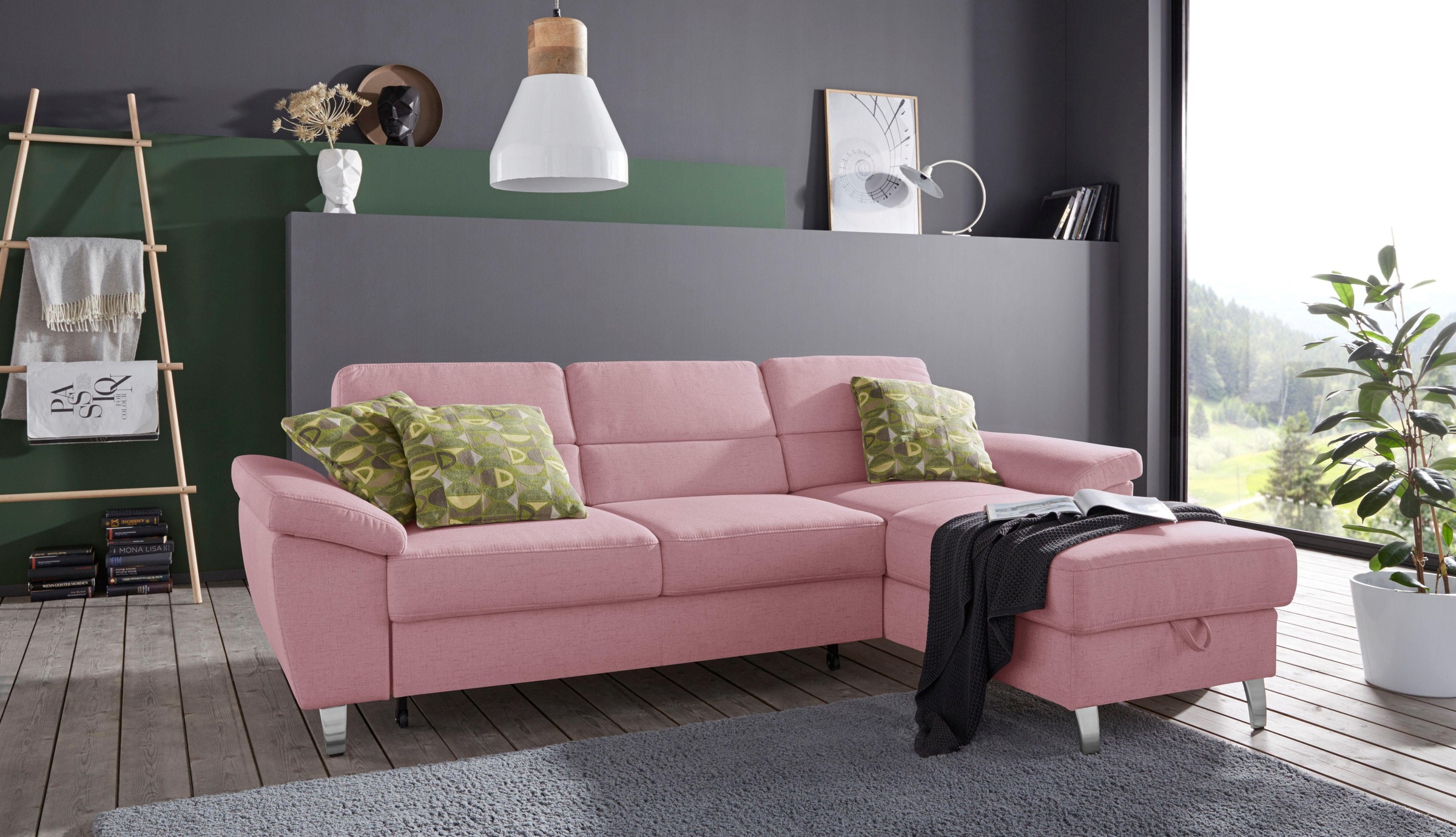 sit&more Ecksofa »Sorano L-Form«, wahlweise mit Bettfunktion und Bettkasten