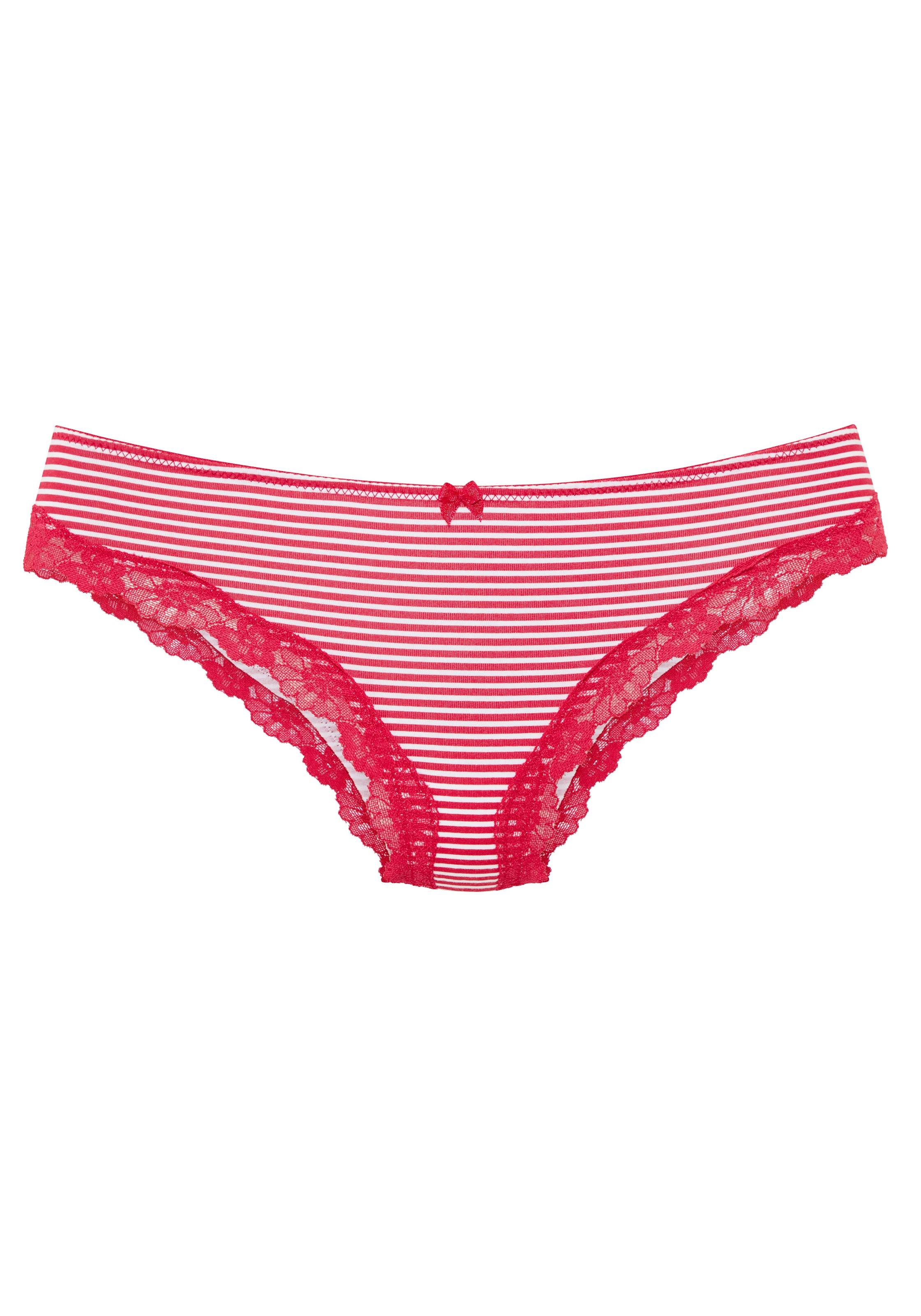LASCANA Brasilslip 3er-Pack,  aus elastischer Baumwolle mit zarter Spitze