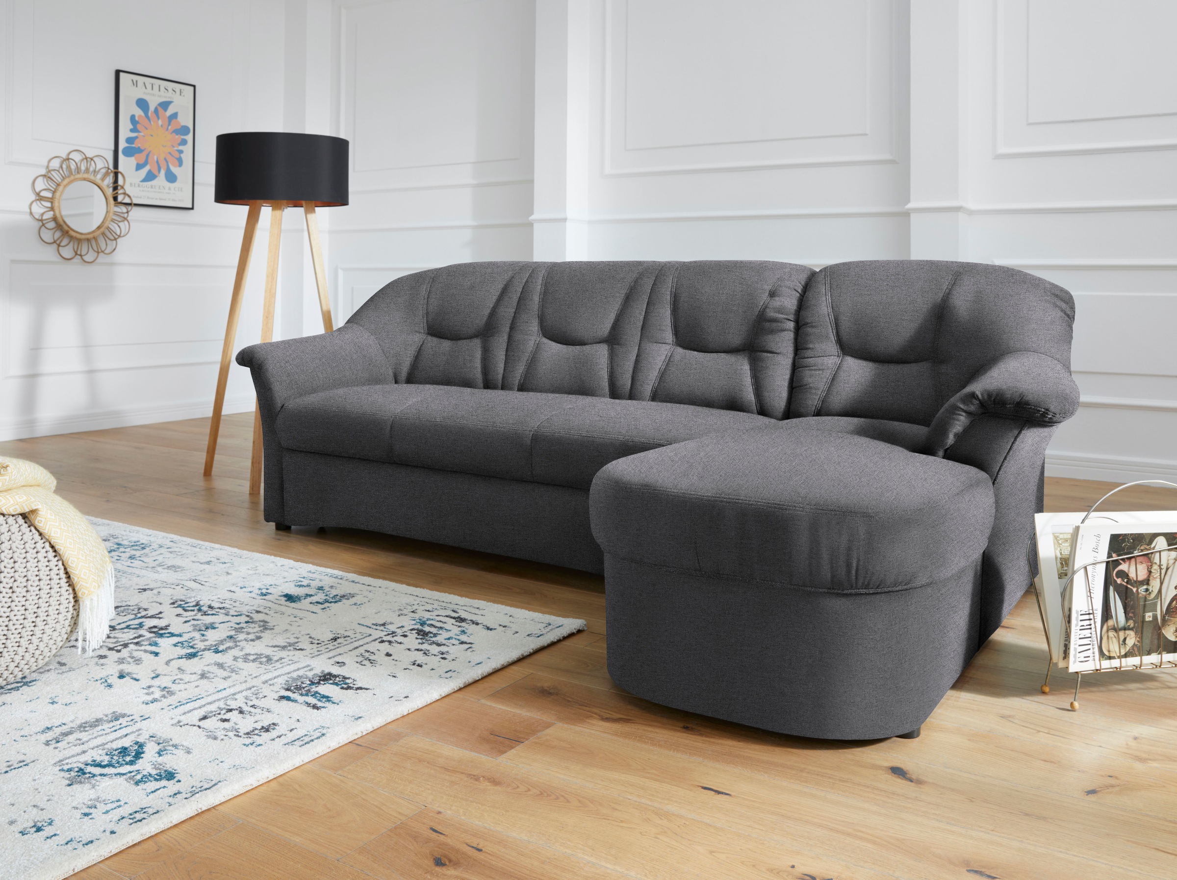 DOMO collection Ecksofa "SARAFINA 232x146 cm, auch mit Federkern für noch mehr Sitzkomfort" whlw. mit Bettfunktion, L-Form