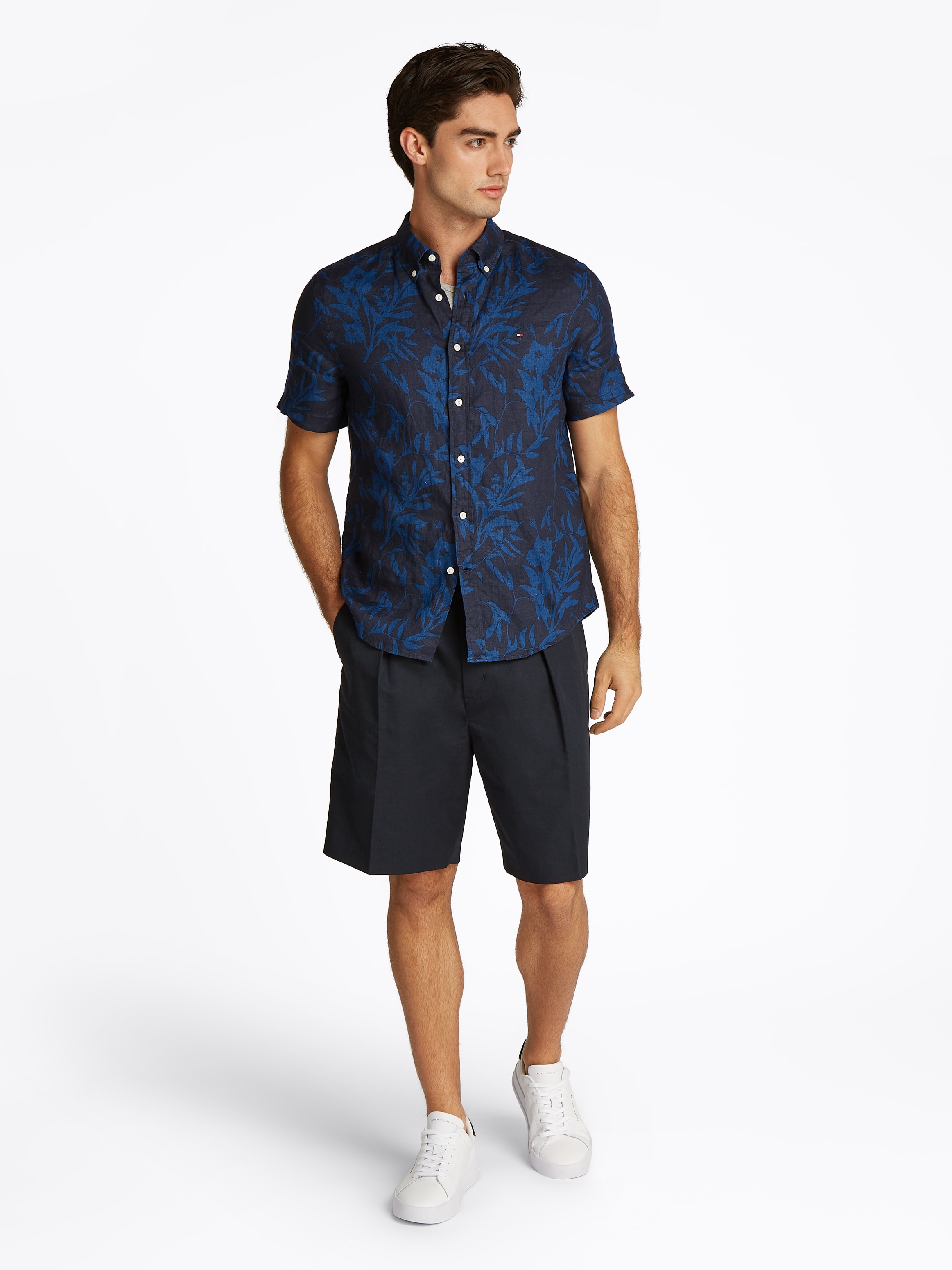 Tommy Hilfiger Leinenhemd »LINEN TROPICAL PRT SS RF SHIRT«, mit Allover Flowerprint
