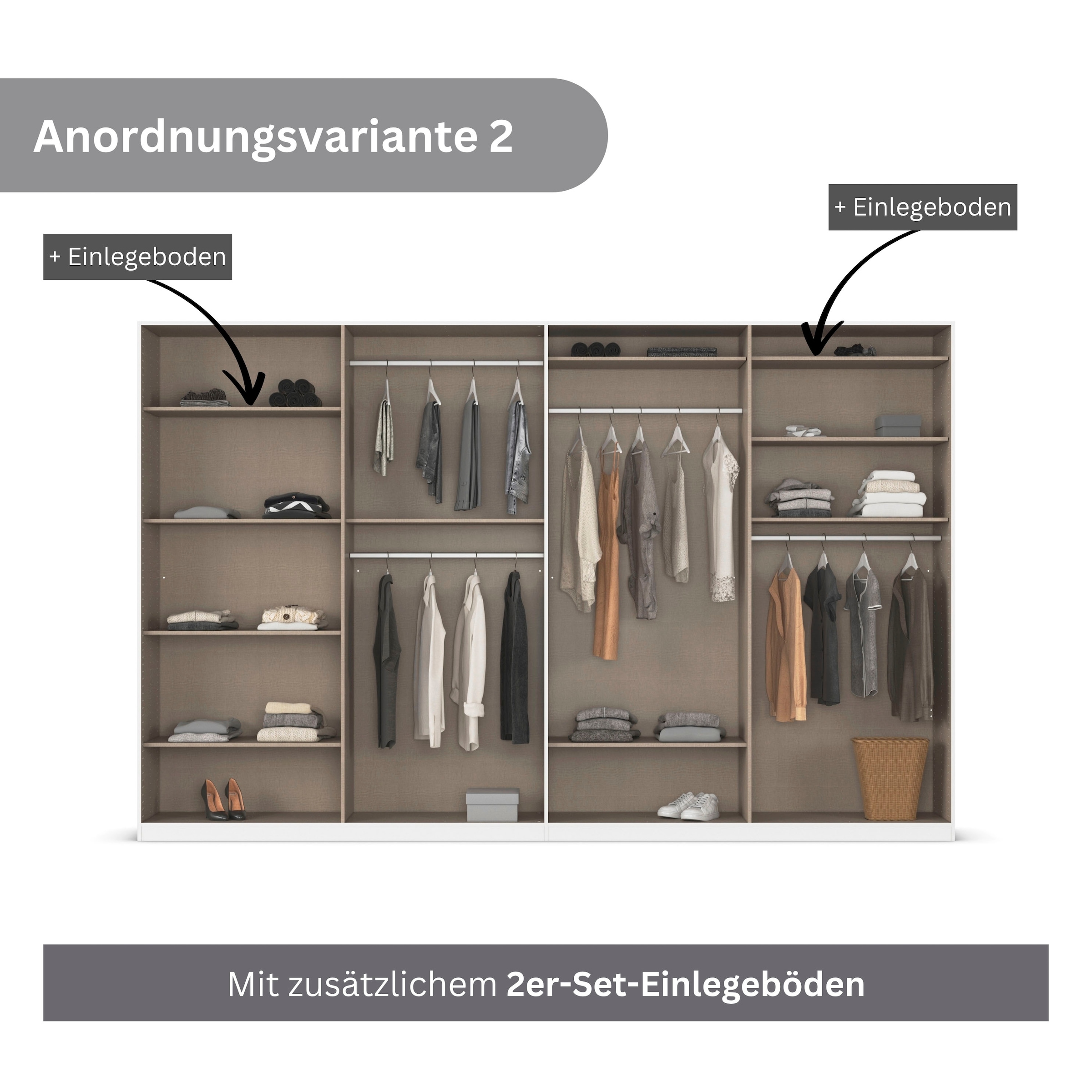 rauch Drehtürenschrank »Kleiderschrank Schrank Garderobe AGORDO TOPSELLER Schlafzimmer« in zwei Griff-Farben, Breiten 91-360 cm, Dekor- oder Hochglanzfront,  durchdachte Innenausstattung, in 7 Breiten und 2 Höhen MADE IN GERMANY