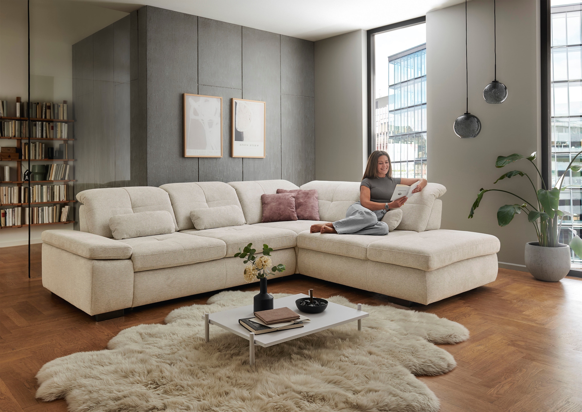 Die PlanBar Ecksofa "MP-IN16012 L-Form Kaltschaum-Polsterung" inkl. Sitztie günstig online kaufen