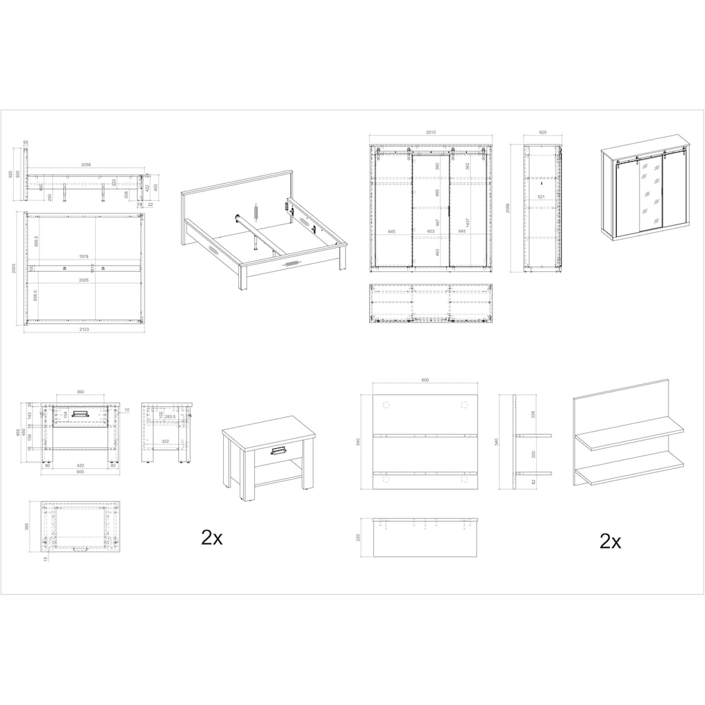 Home affaire Schlafzimmer-Set »SHERWOOD«, (6 St.)