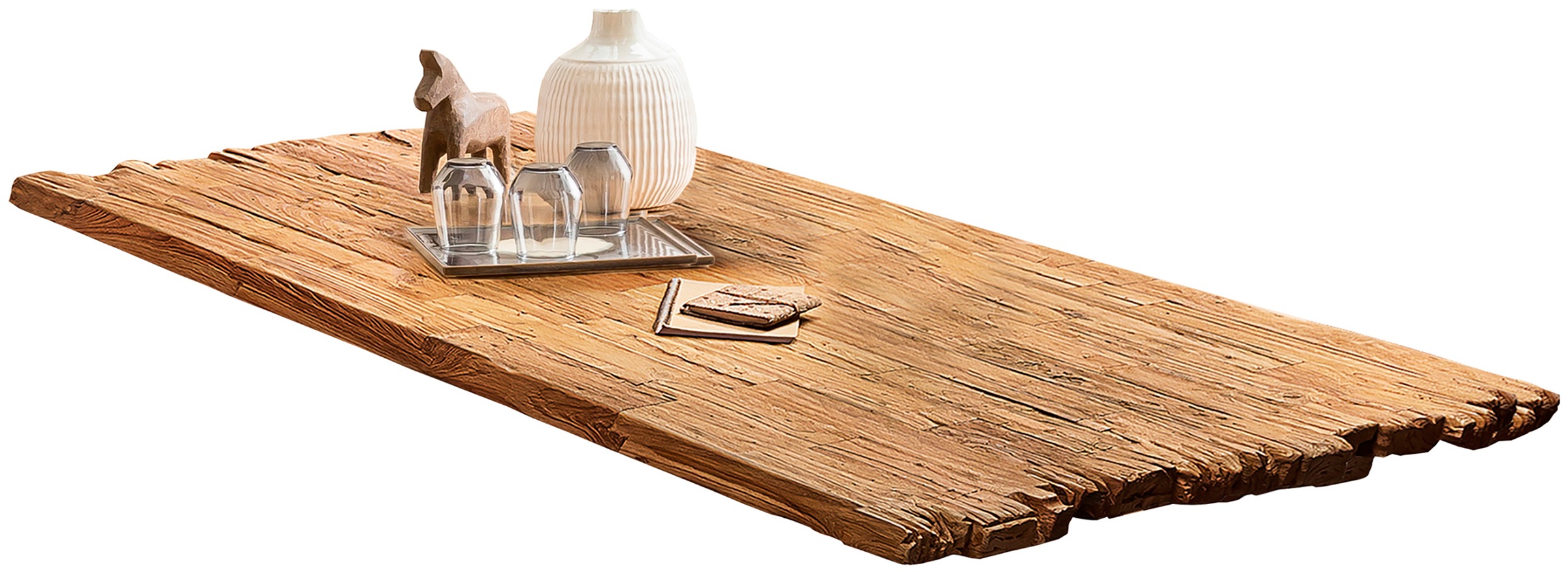 Tischplatte SIT, B:200cm H:5cm T:100cm, beige, Massivholz, Tischplatten, mit Bruchkante an den kurzen Seiten