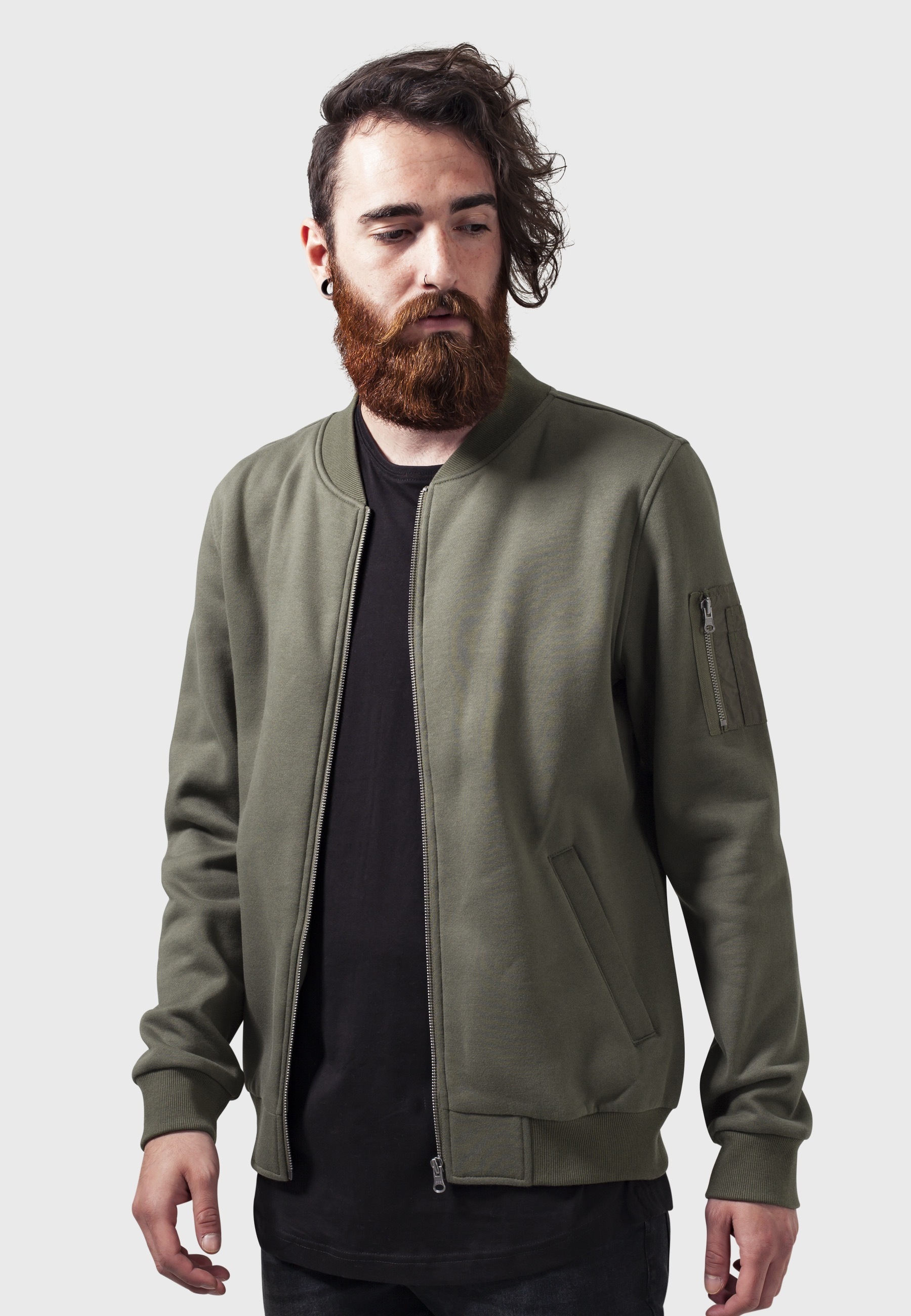 URBAN CLASSICS Anorak »Urban Classics Herren Sweat Bomber Jacket« 1 Stk. tlg. ohne Kapuze