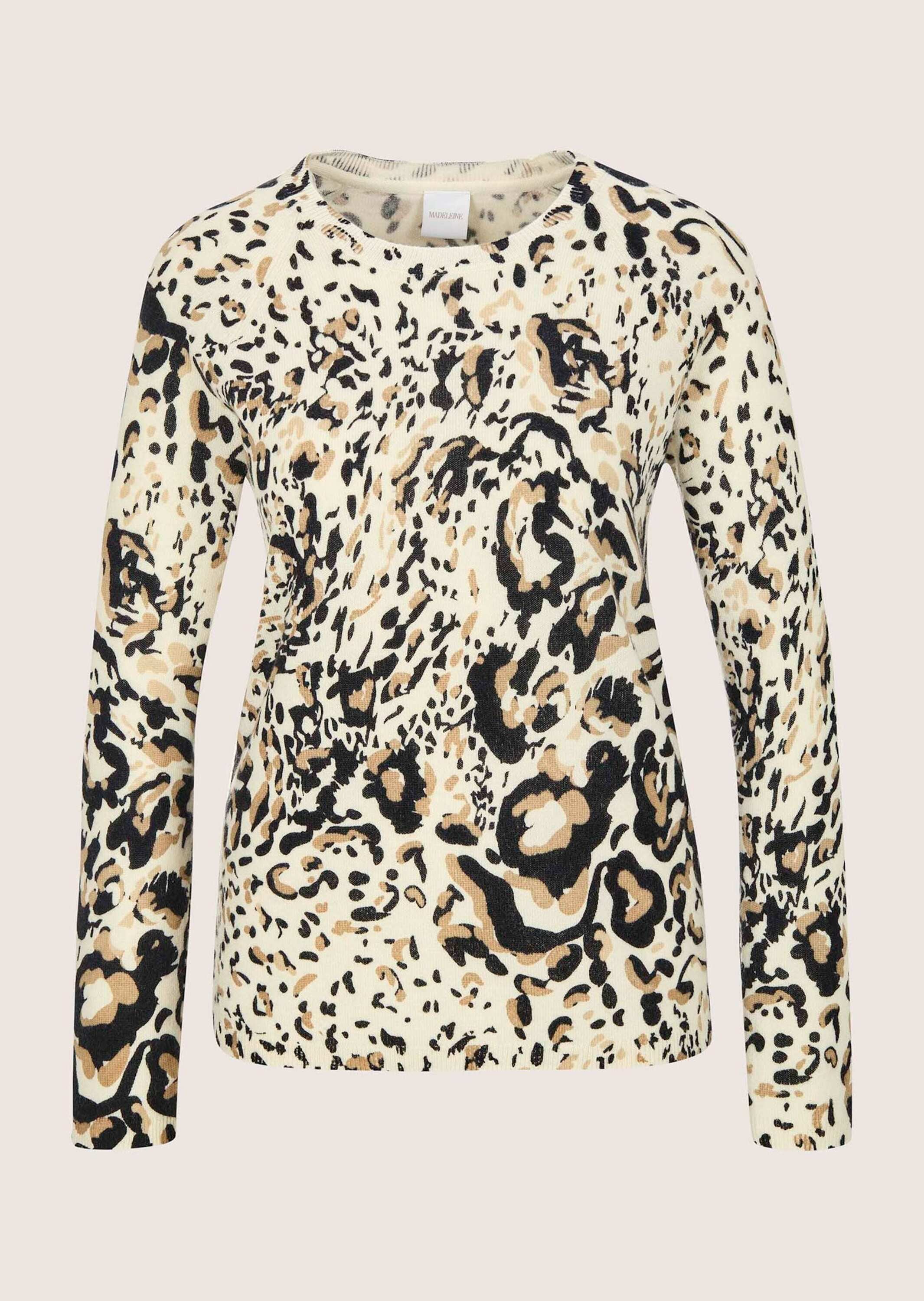 MADELEINE Longpullover "Feinstrickpullover Wollpullover mit Animal-Print" günstig online kaufen