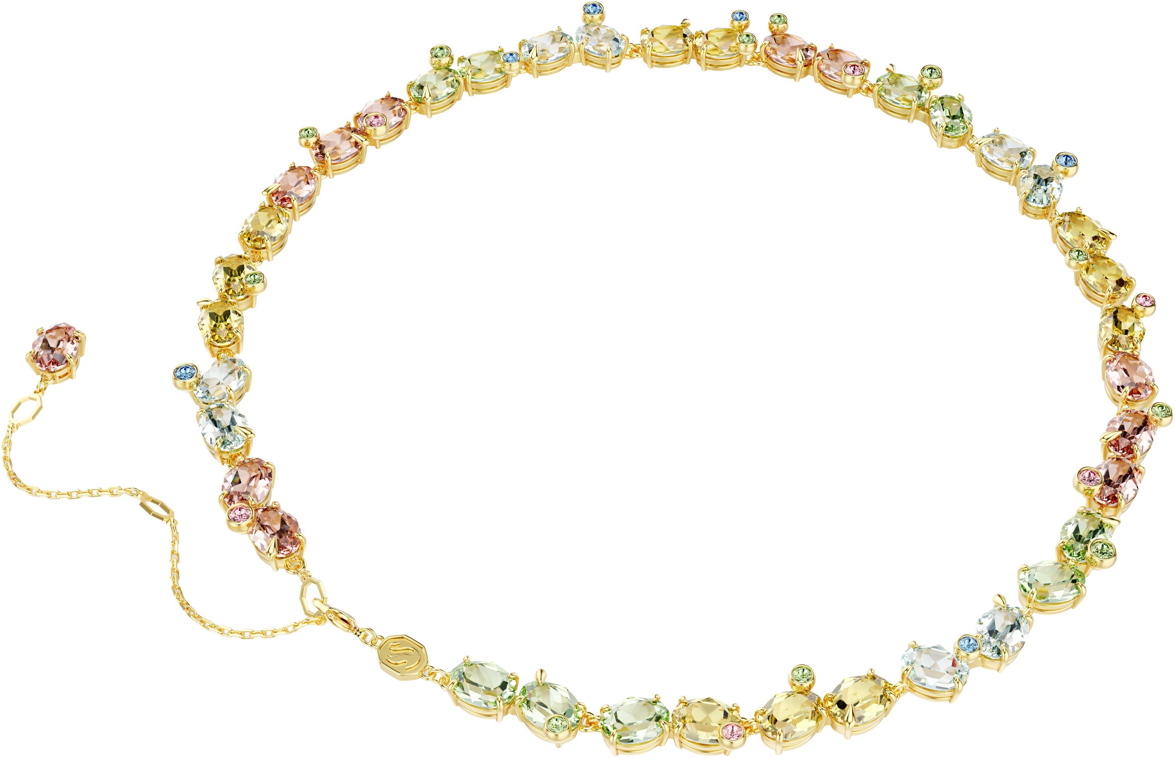 Collier SWAROVSKI "Schmuck Geschenk Gema Tennis Halskette", gold (gelbgoldfarben, rosa, gelb, grün, blau), Halsketten, Damen, Metall, L: 45 B: 9mm, Collier, mit Swarovski Kristall, B:9mm 3