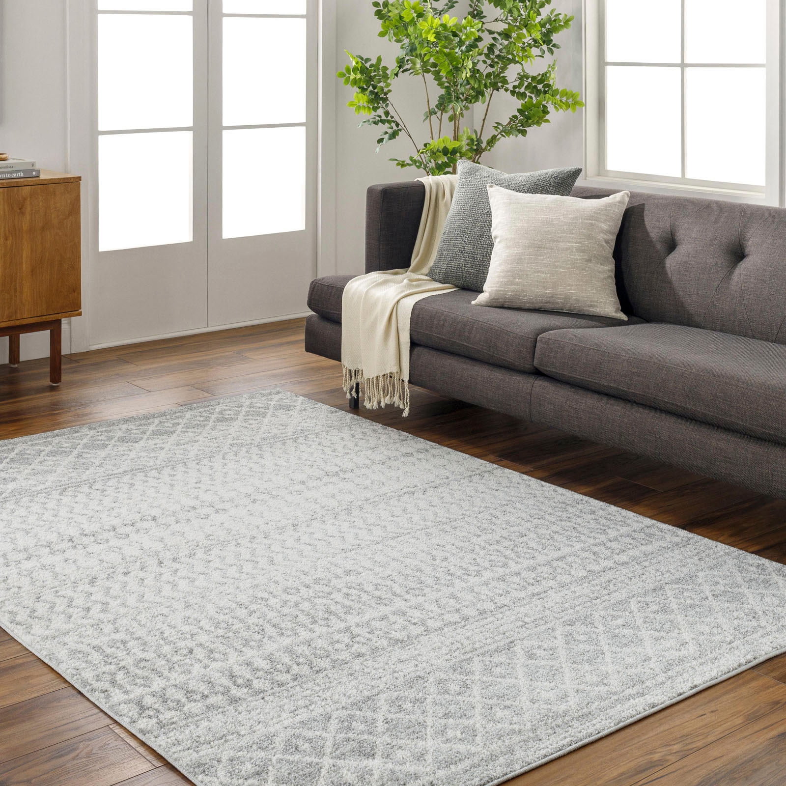 Surya Teppich »GEOMETRIC«, rechteckig, Skandi Design, Boho Kurzflor Wohnzimmerteppich, Schlafzimmer, Grau