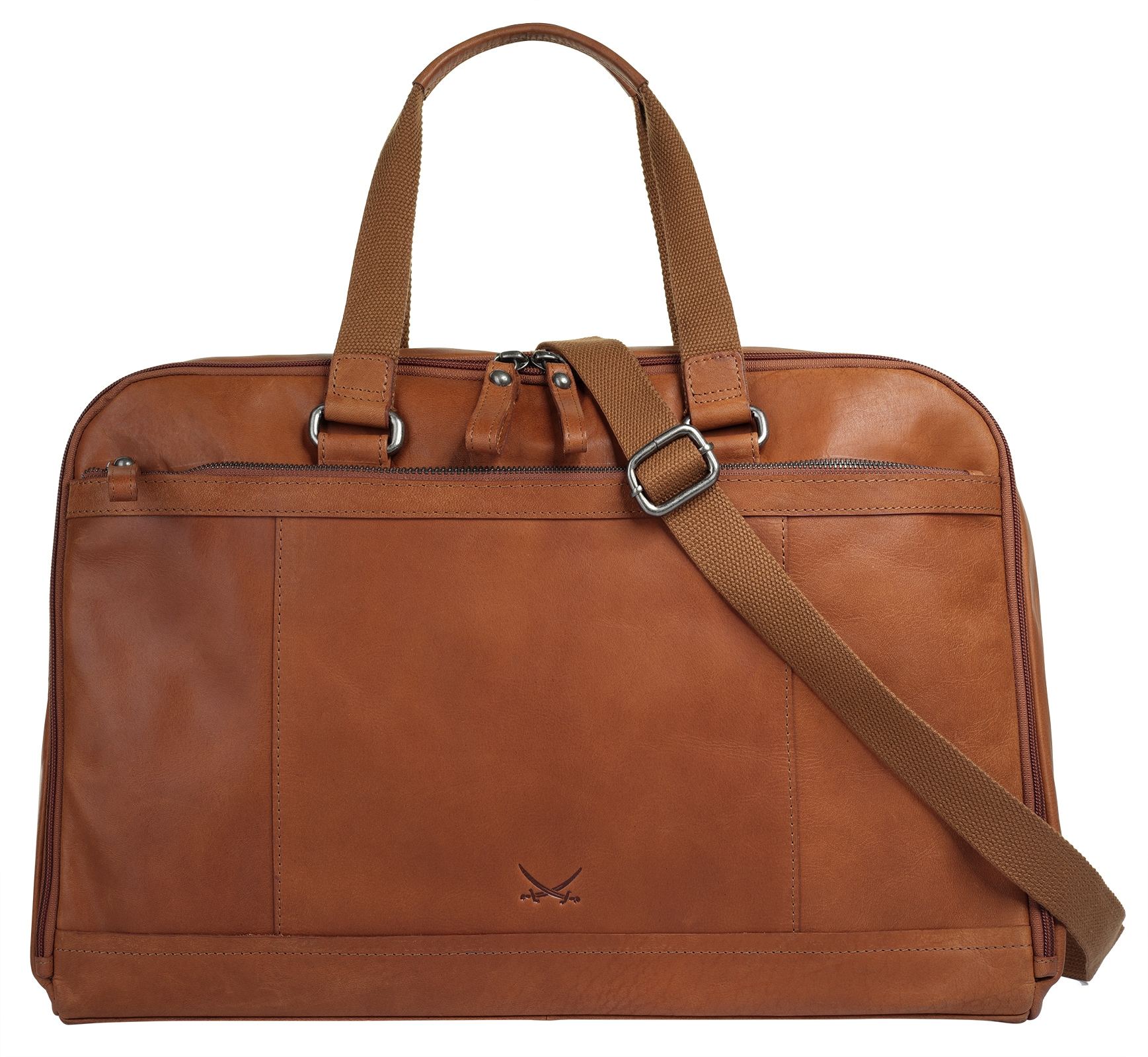 SANSIBAR Reisetasche "SANSIBAR Herren, Damen Reisetasche echt Leder", braun, Leder, leicht glänzend, unifarben, Taschen, echt Leder